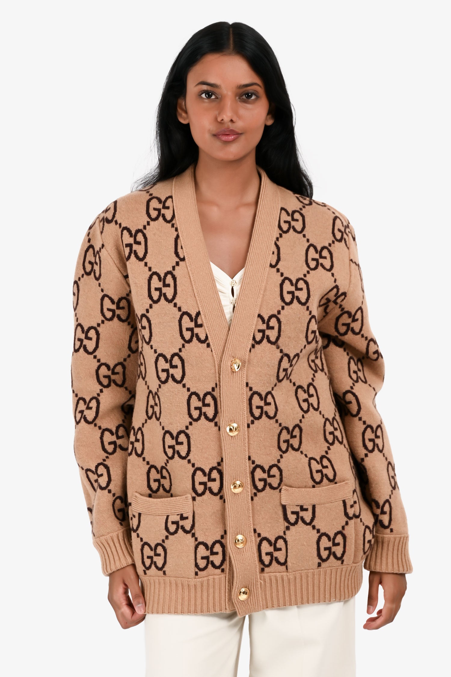 Gucci Tan/Brown Monogram Reversible igan Size XS