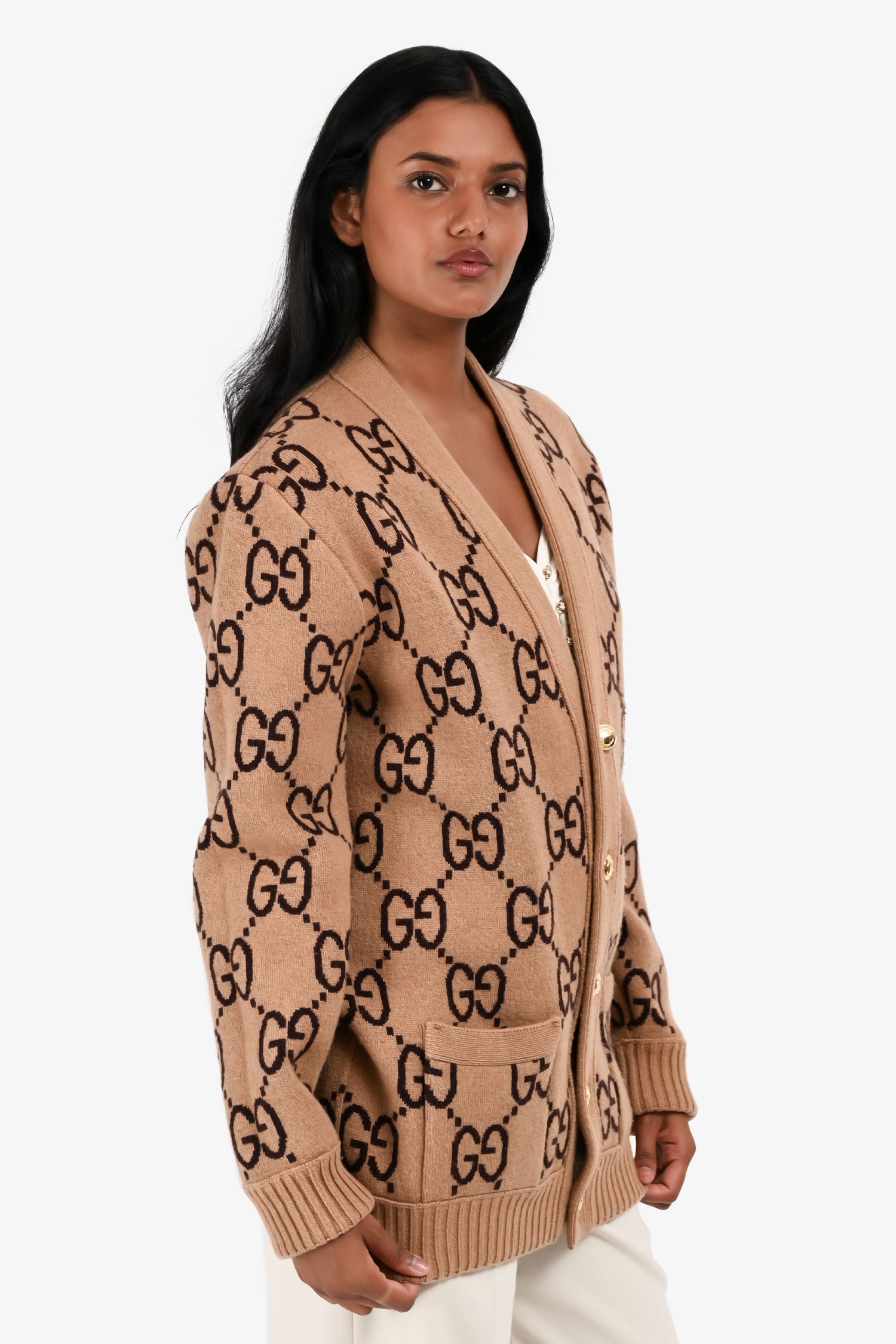 Gucci Tan/Brown Monogram Reversible igan Size XS