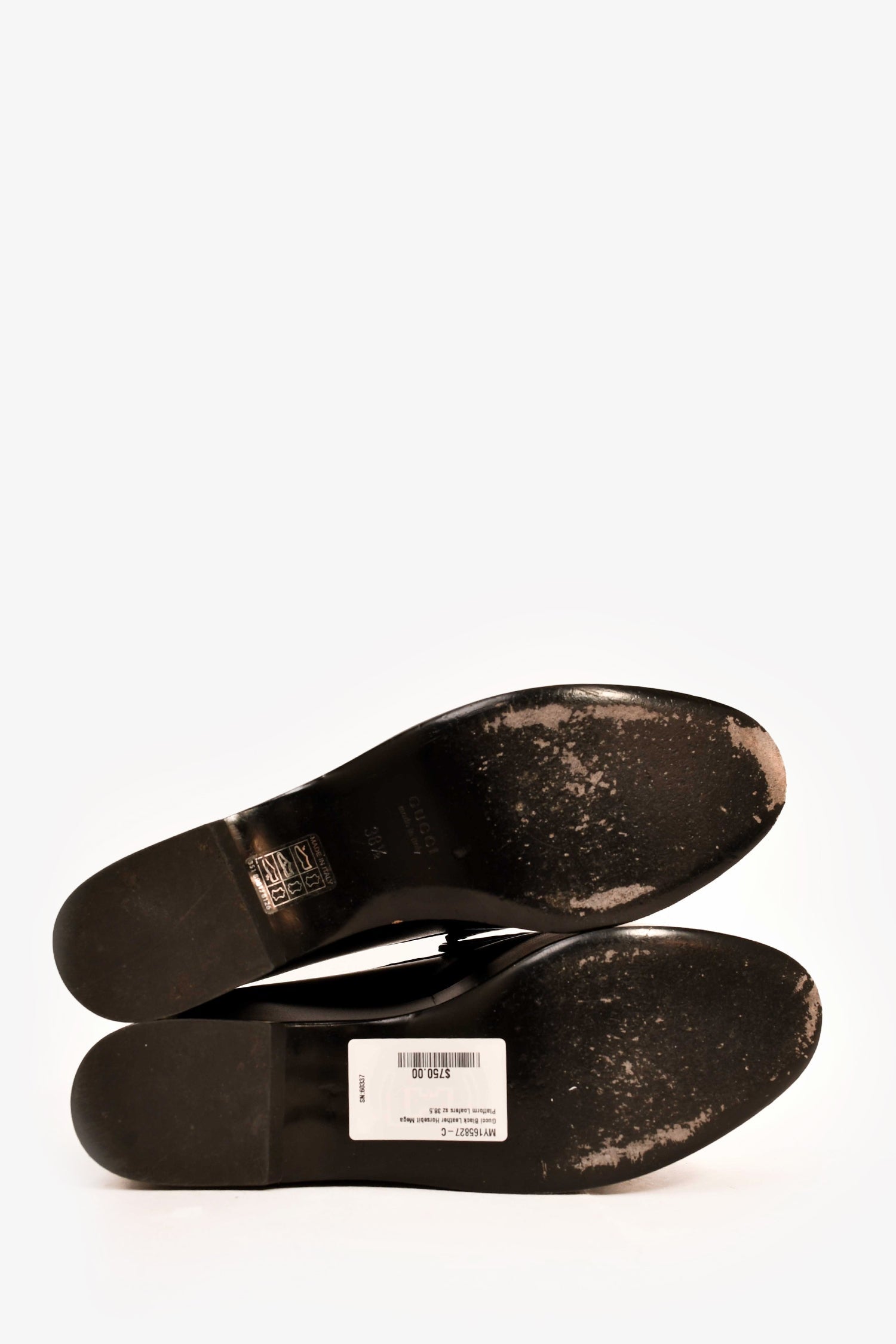 Gucci Black Leather Horsebit Mega Platform Loafers Size 38.5