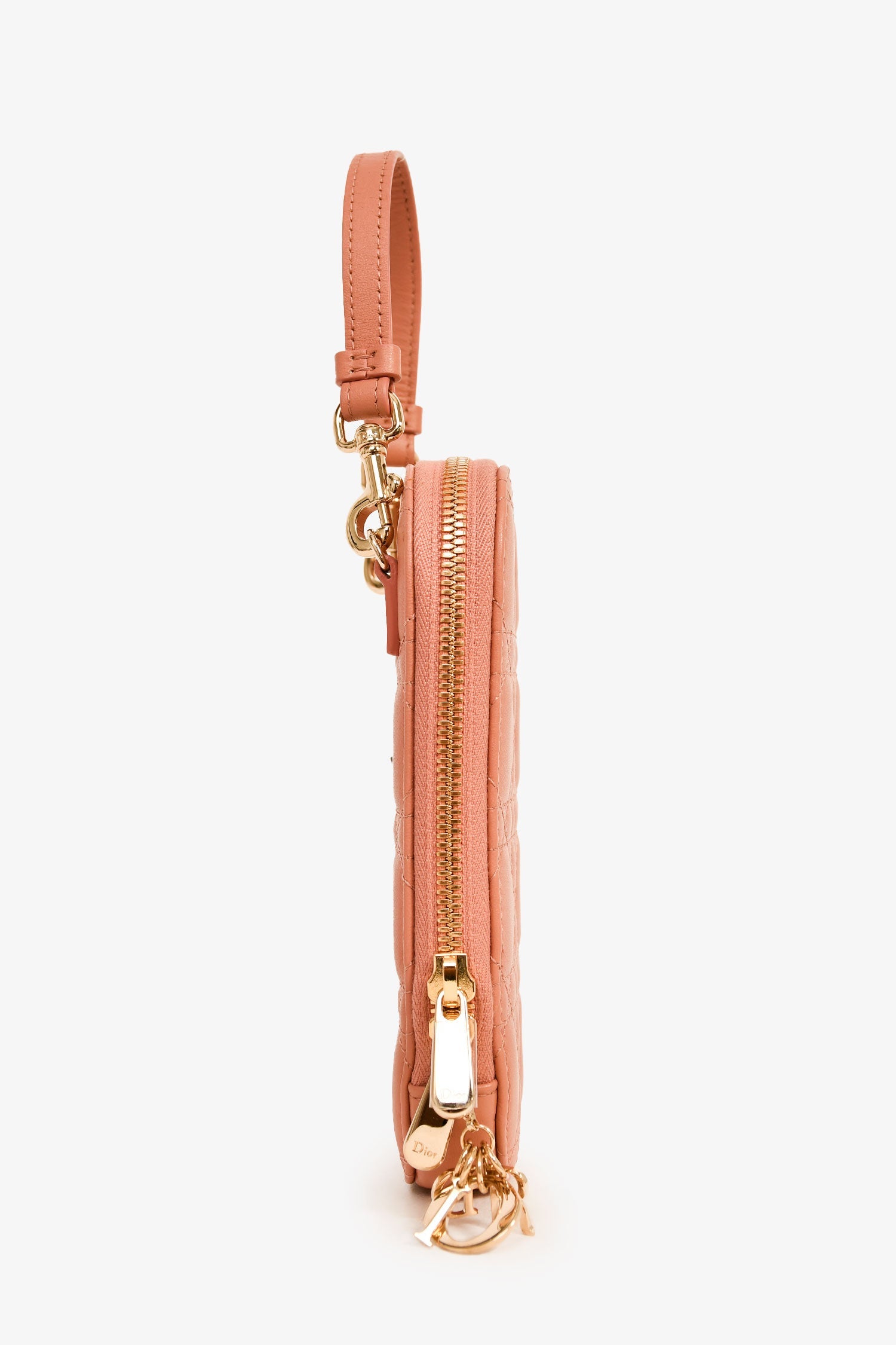 Christian Dior 2020 Pink Cannage Leather Call'in Dior Phone Holder With Chain Strap