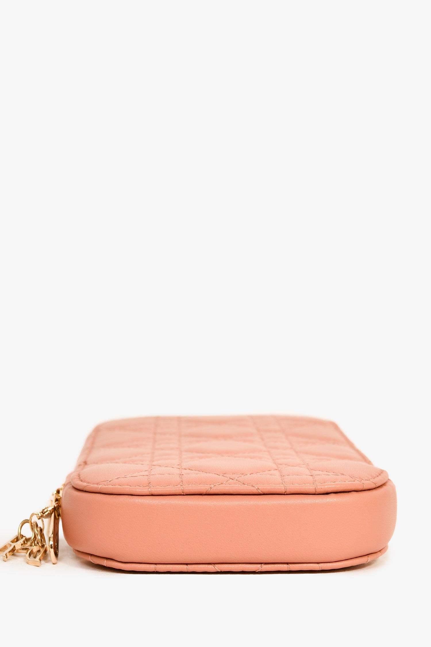 Christian Dior 2020 Pink Cannage Leather Call'in Dior Phone Holder With Chain Strap