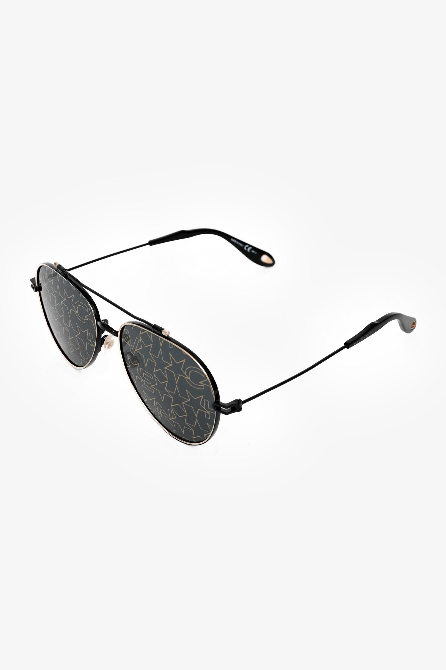 Givenchy Gold Tone/Black Metal Frame Star Patterned Sunglasses