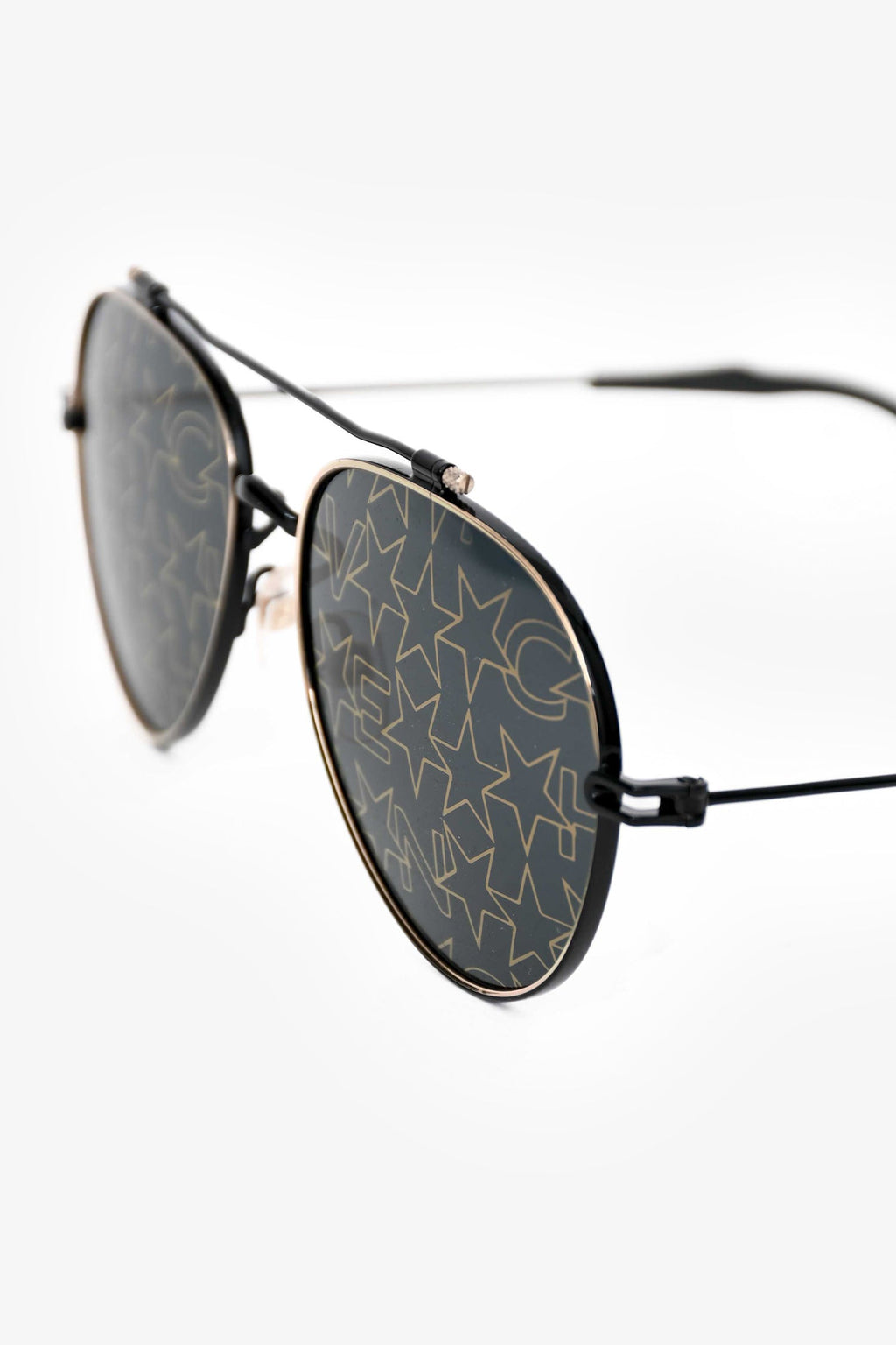 Givenchy Gold Tone/Black Metal Frame Star Patterned Sunglasses