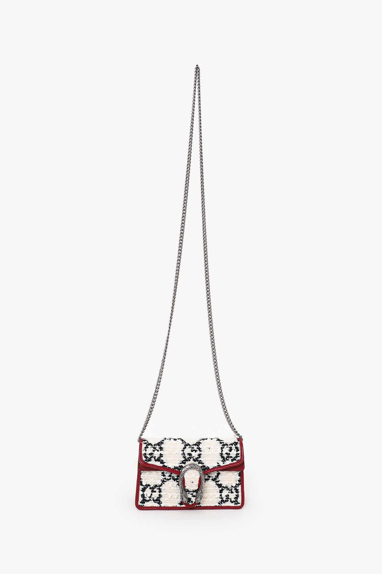 Gucci Cream/Black Tweed GG Monogram Mini Dionysus Crossbody Bag