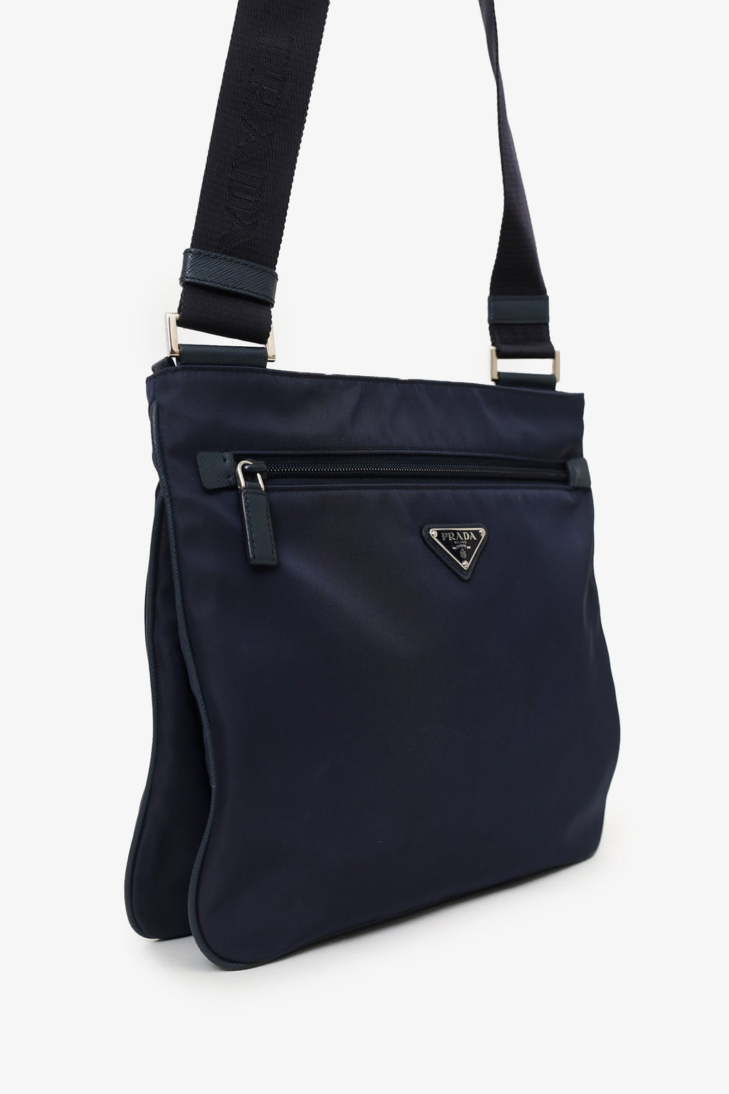 Prada Navy Nylon Messenger Bag