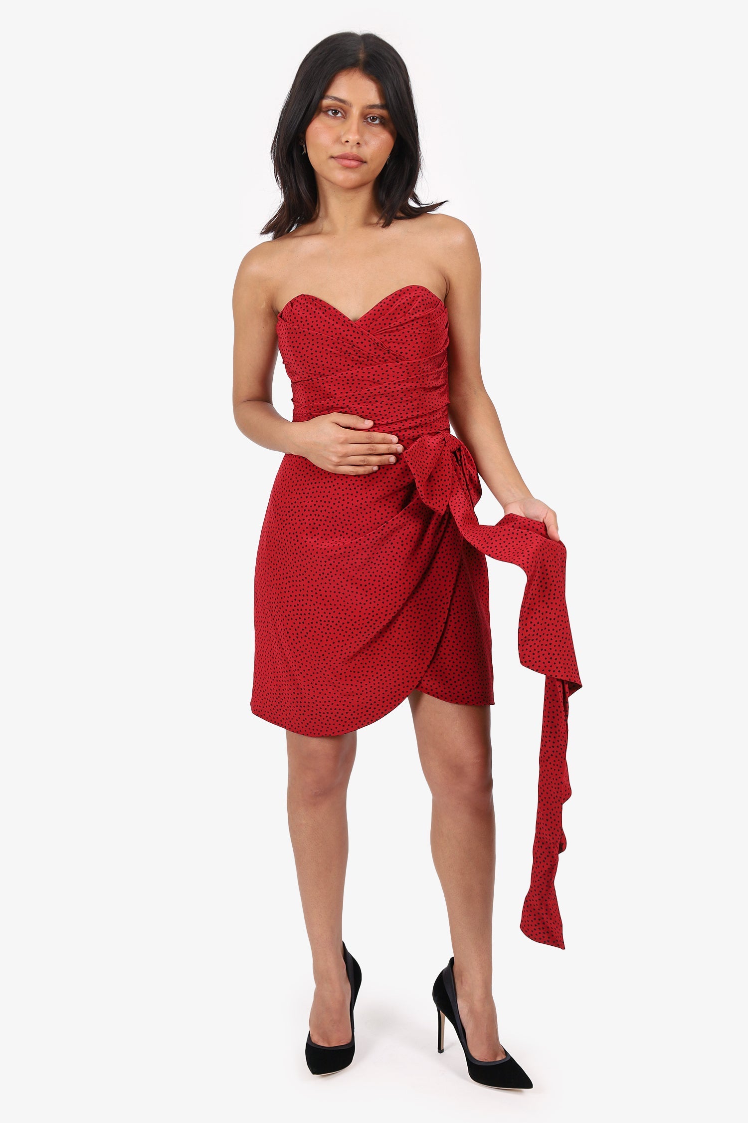 Alessandra Rich Red Heart Print Silk Mini Dress Size 42