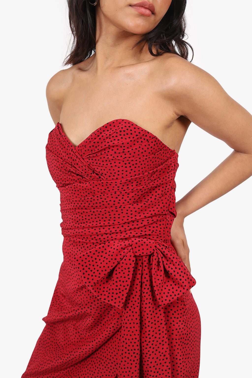 Alessandra Rich Red Heart Print Silk Mini Dress Size 42
