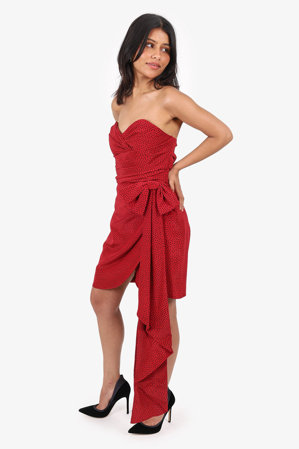 Alessandra Rich Red Heart Print Silk Mini Dress Size 42