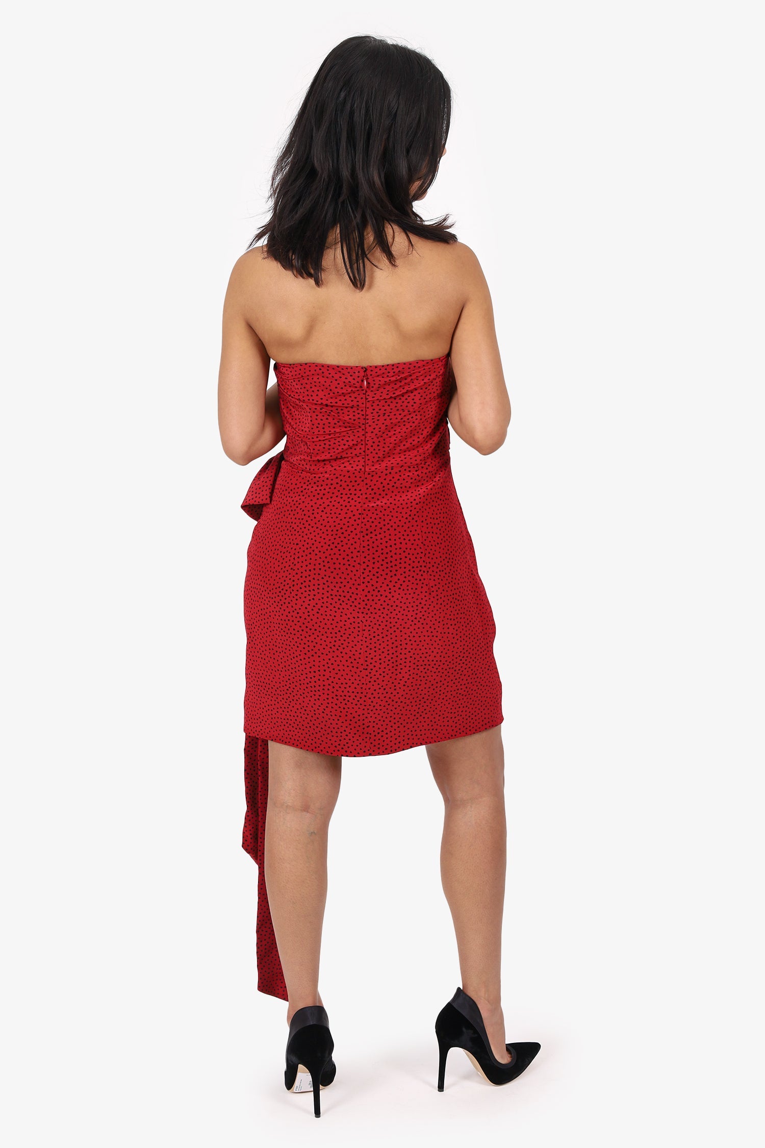 Alessandra Rich Red Heart Print Silk Mini Dress Size 42