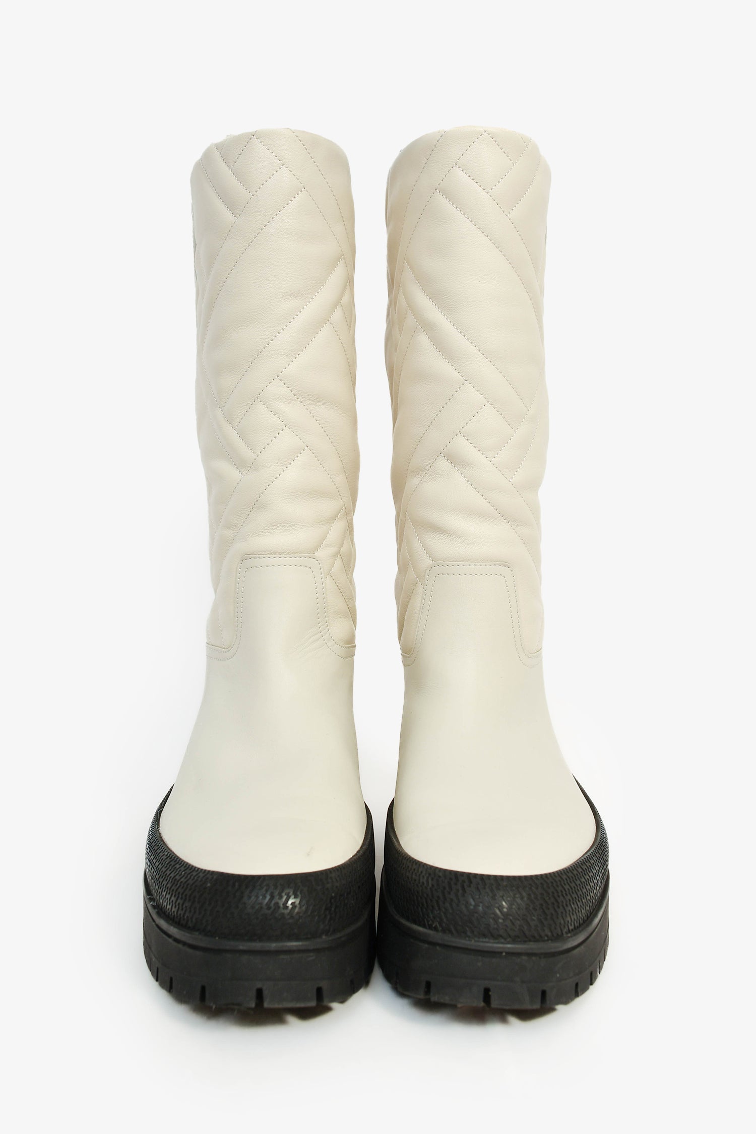Hermès 2022 White Leather 'Fuji' Rain Boots Size 39