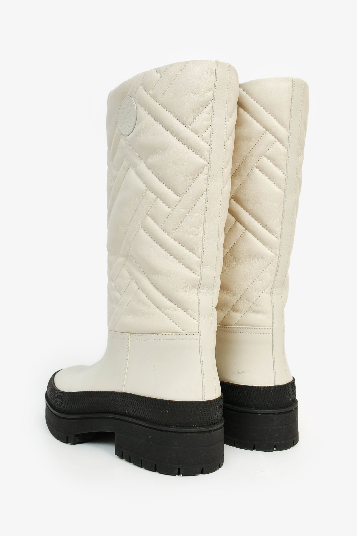 Hermès 2022 White Leather 'Fuji' Rain Boots Size 39