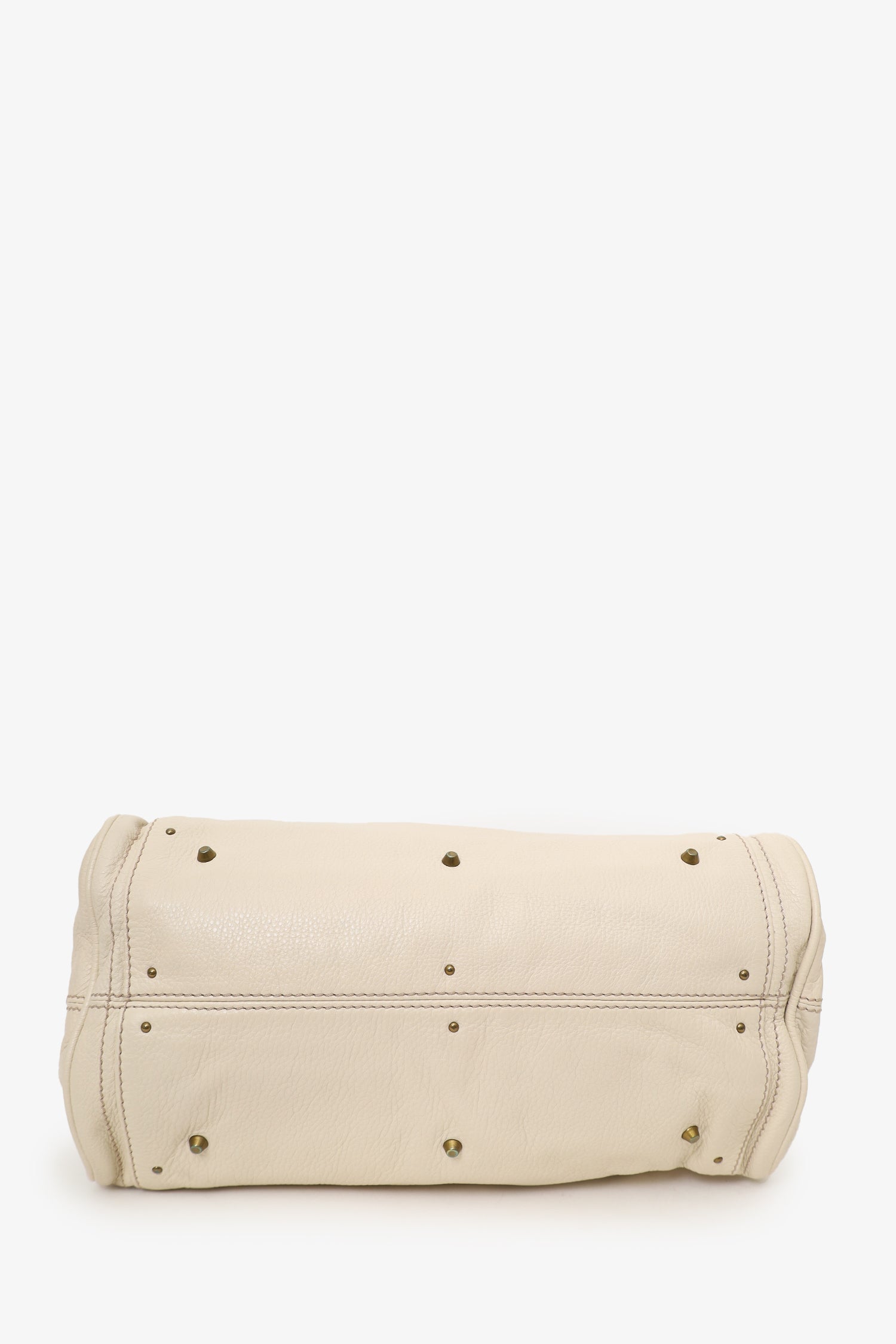 Chloe White Pebbled Leather Paddington Medium Satchel Bag