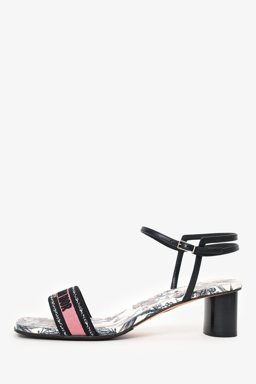 Christian Dior Embroidered Dway Ankle Strap Heeled Sandal Size 39.5
