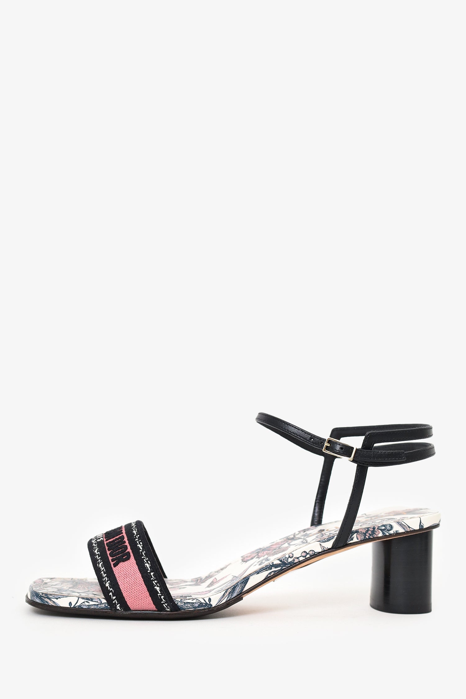 Christian Dior Embroidered Dway Ankle Strap Heeled Sandal Size 39.5