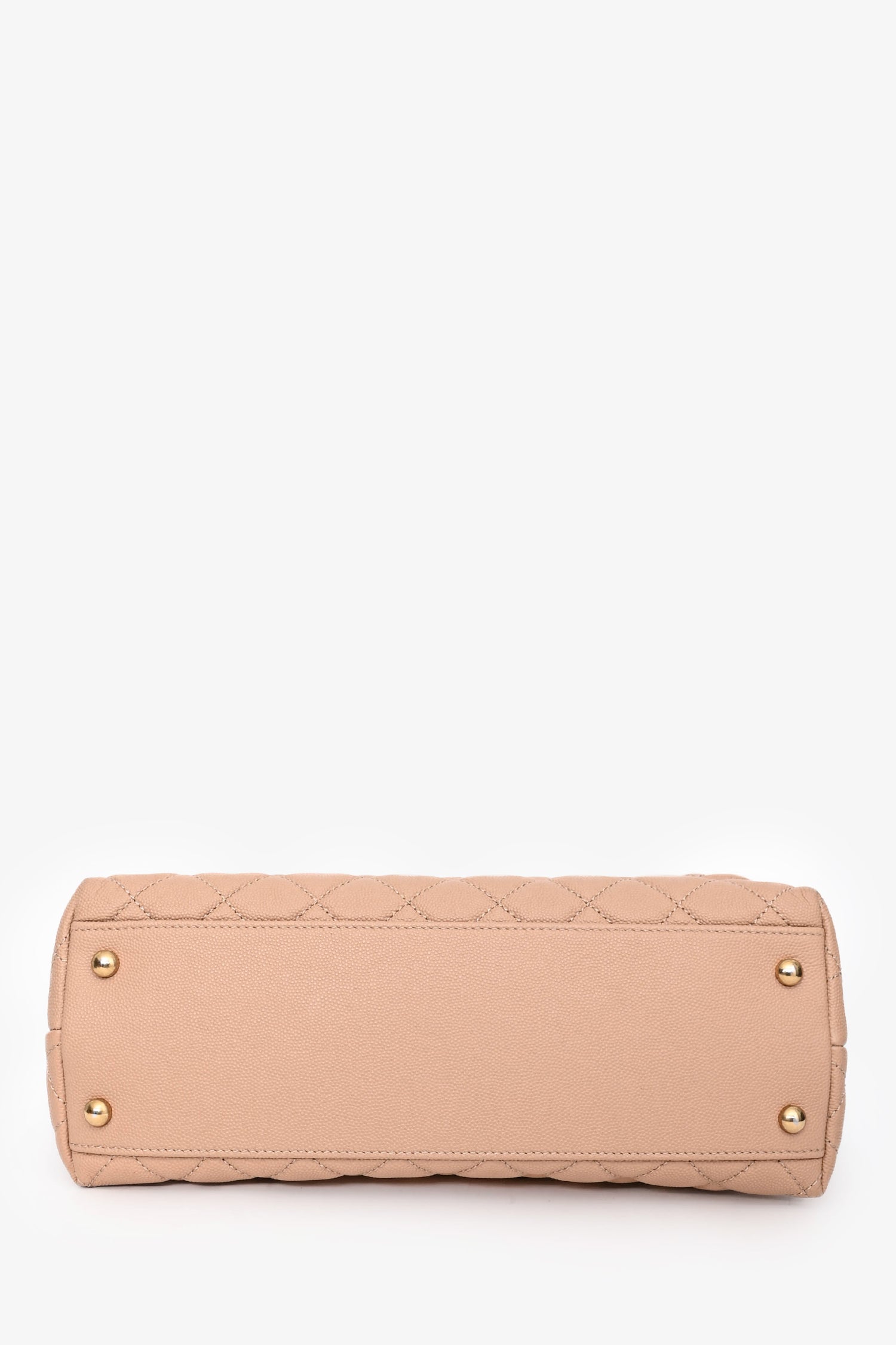 Pre-Loved Chanel™ 2019 Beige Caviar Leather Small Coco Handle with Strap