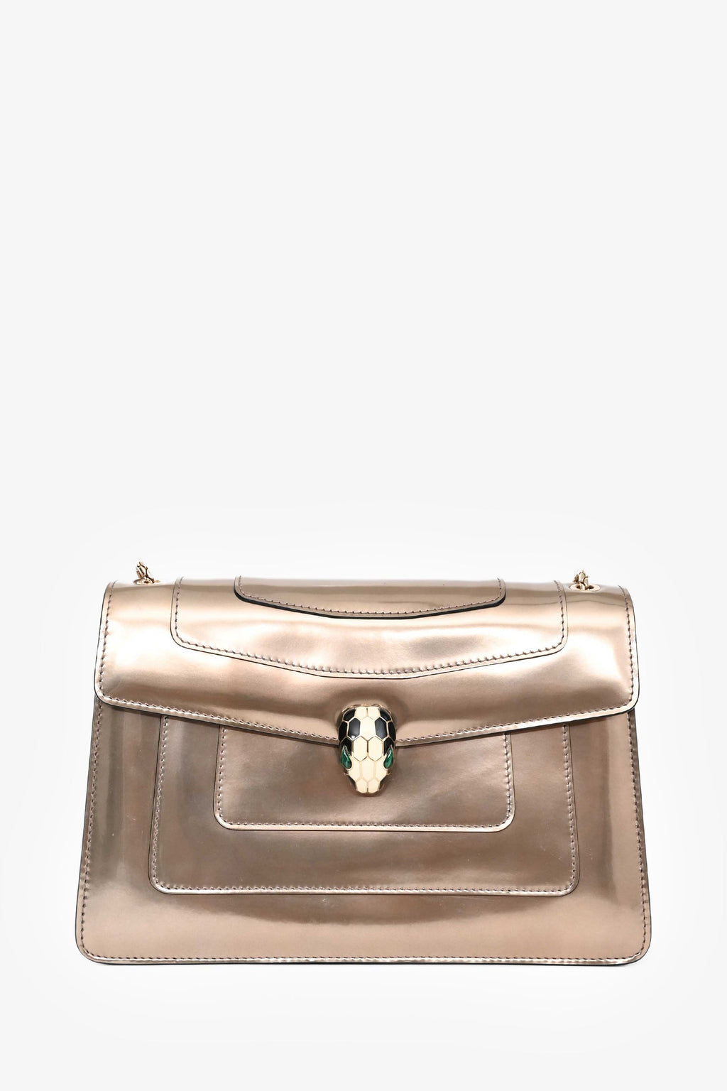 Bvlgari Bronze Patent Leather Medium Serpenti Forever Shoulder Bag