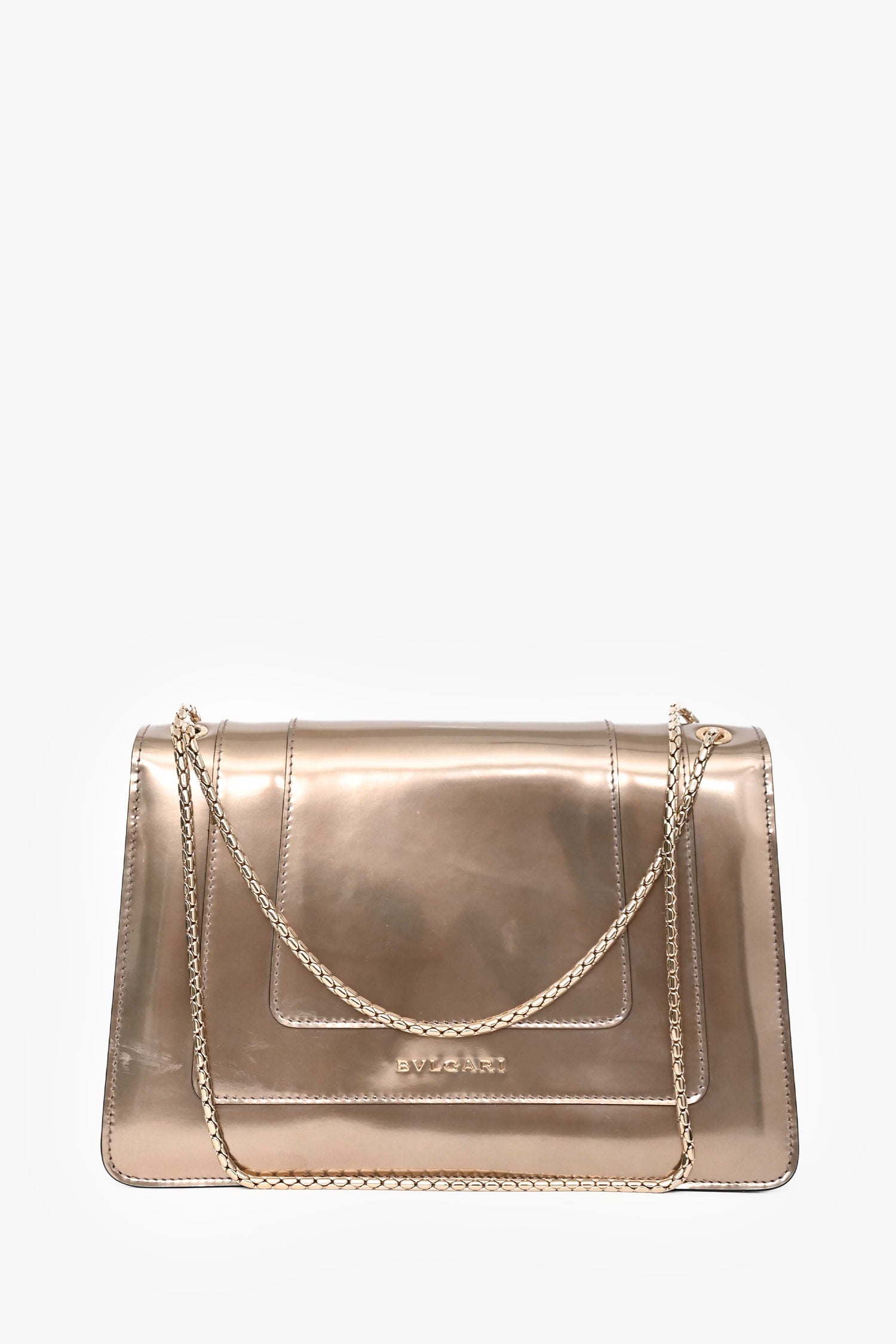 Bvlgari Bronze Patent Leather Medium Serpenti Forever Shoulder Bag