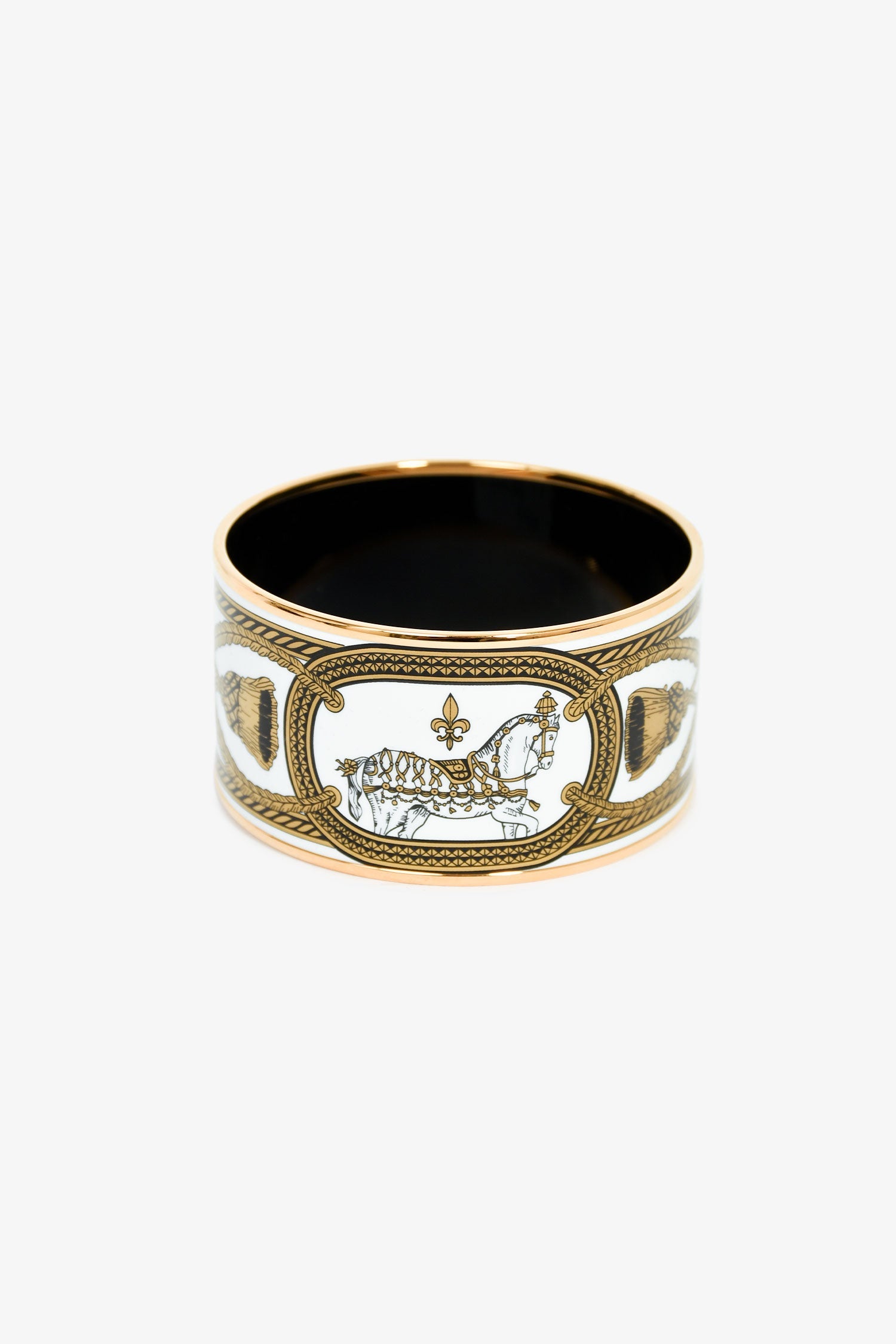 Hermès 18K Yellow Gold Plated 'Grand Apparat' Extra Wide Bangle PM