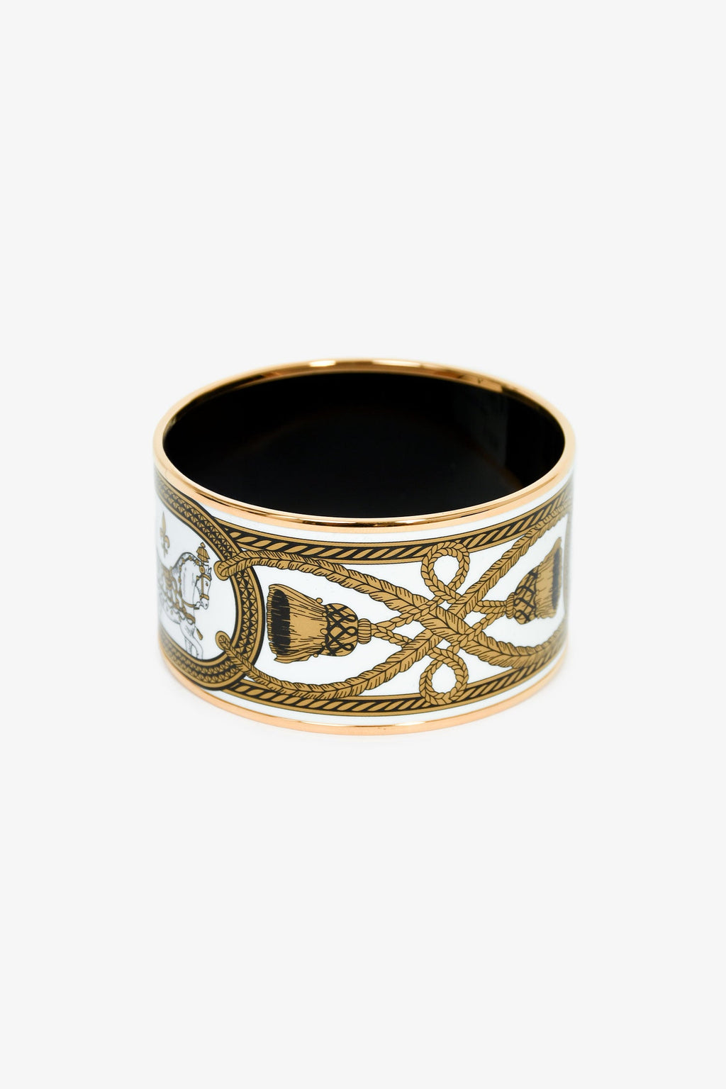 Hermès 18K Yellow Gold Plated 'Grand Apparat' Extra Wide Bangle PM