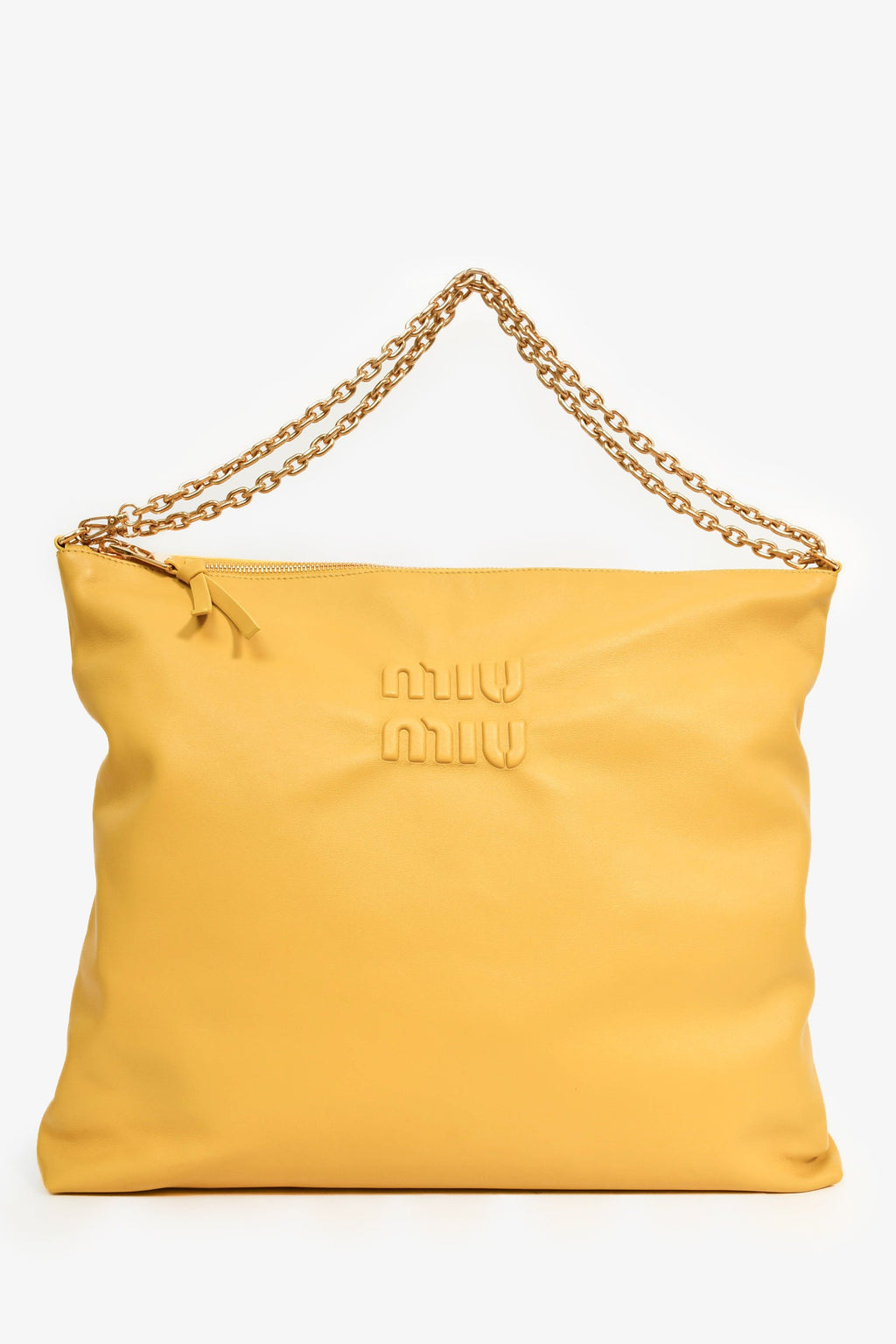 Miu Miu Dark Yellow Soft Leather Chain Link Shoulder Bag