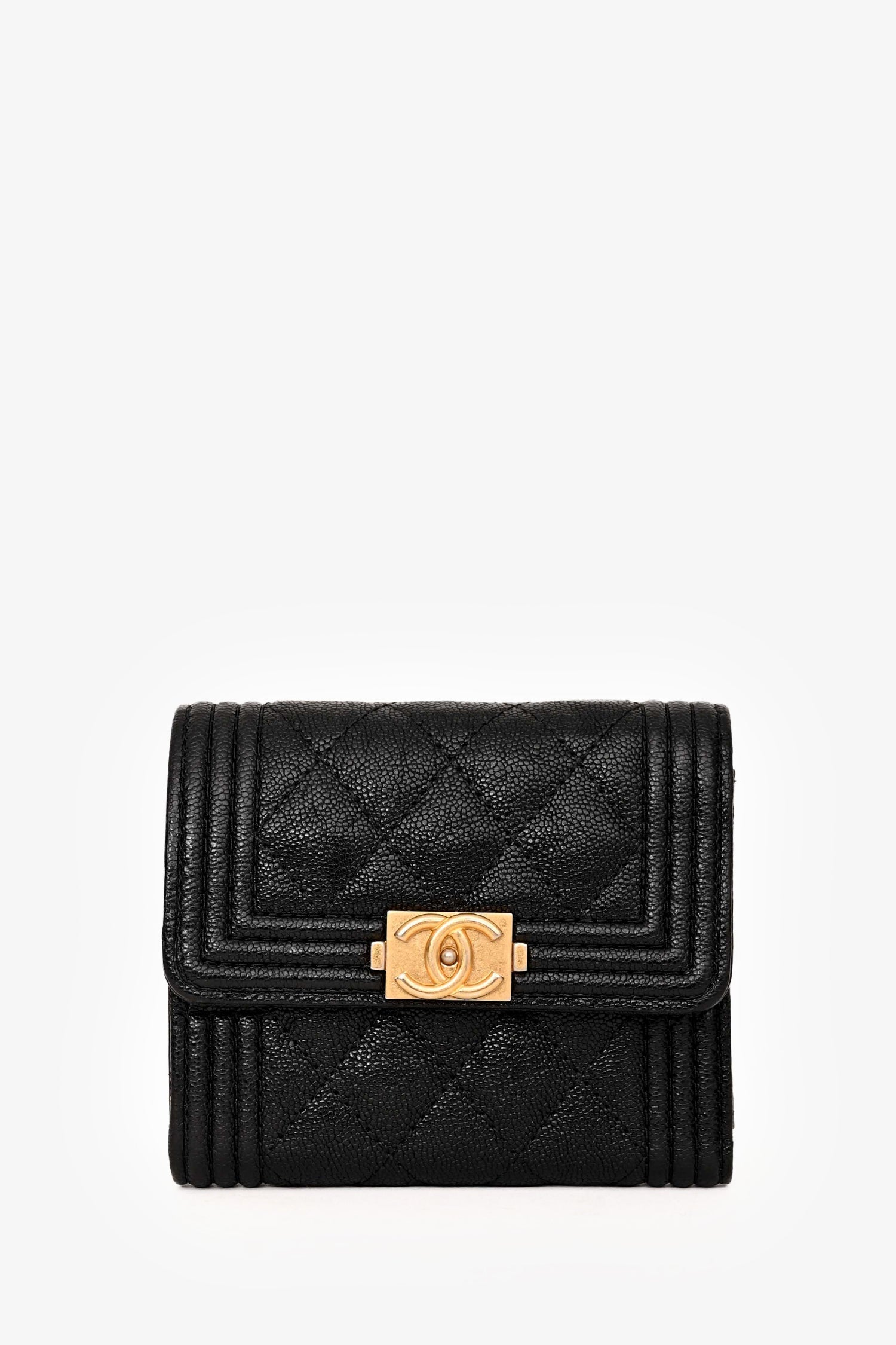 Pre-Loved Chanel™ 2018/19 Black Caviar Small Flap Wallet