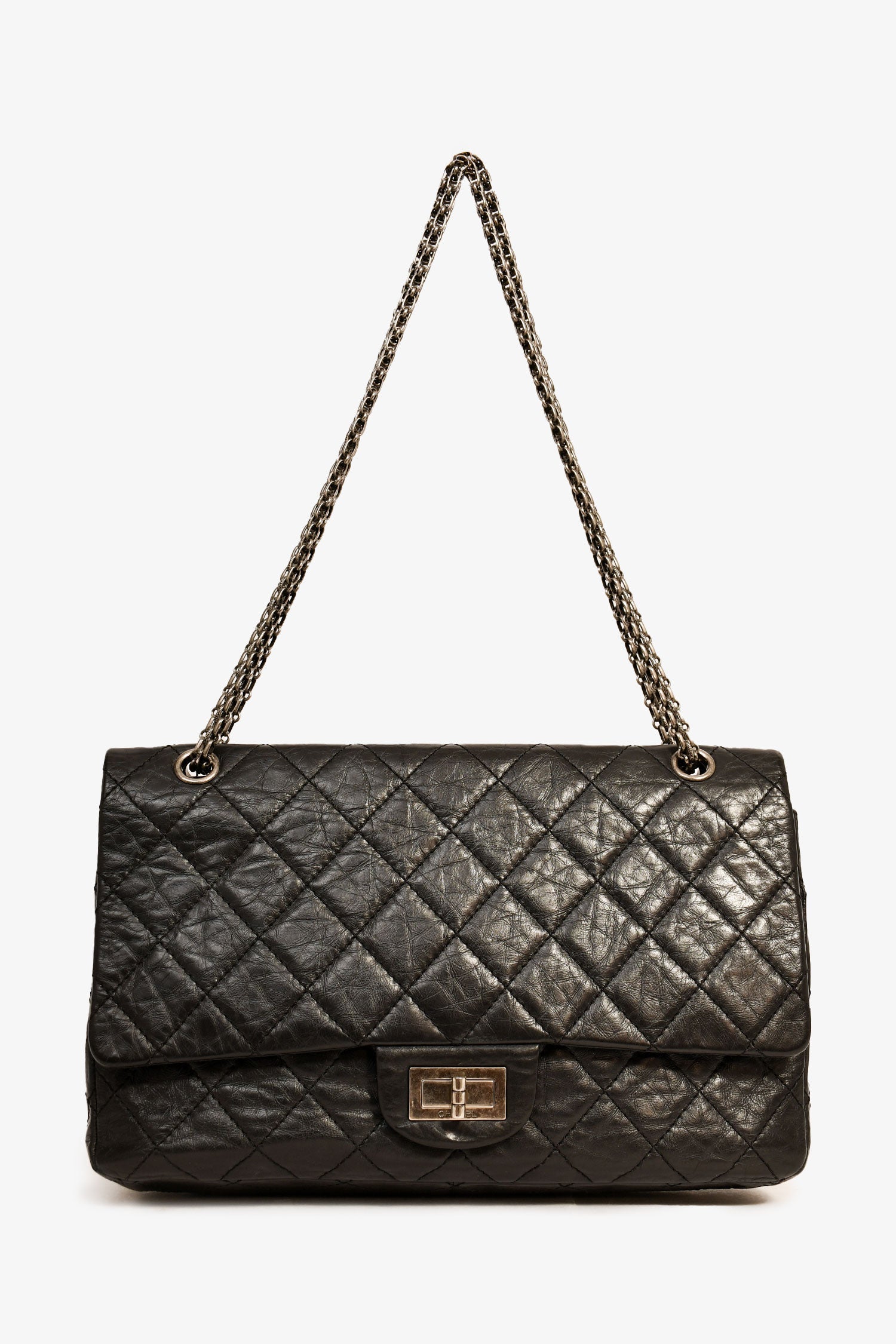 Pre-Loved Chanel™ 2009-10 Black Calfskin Leather Large Reissue 227