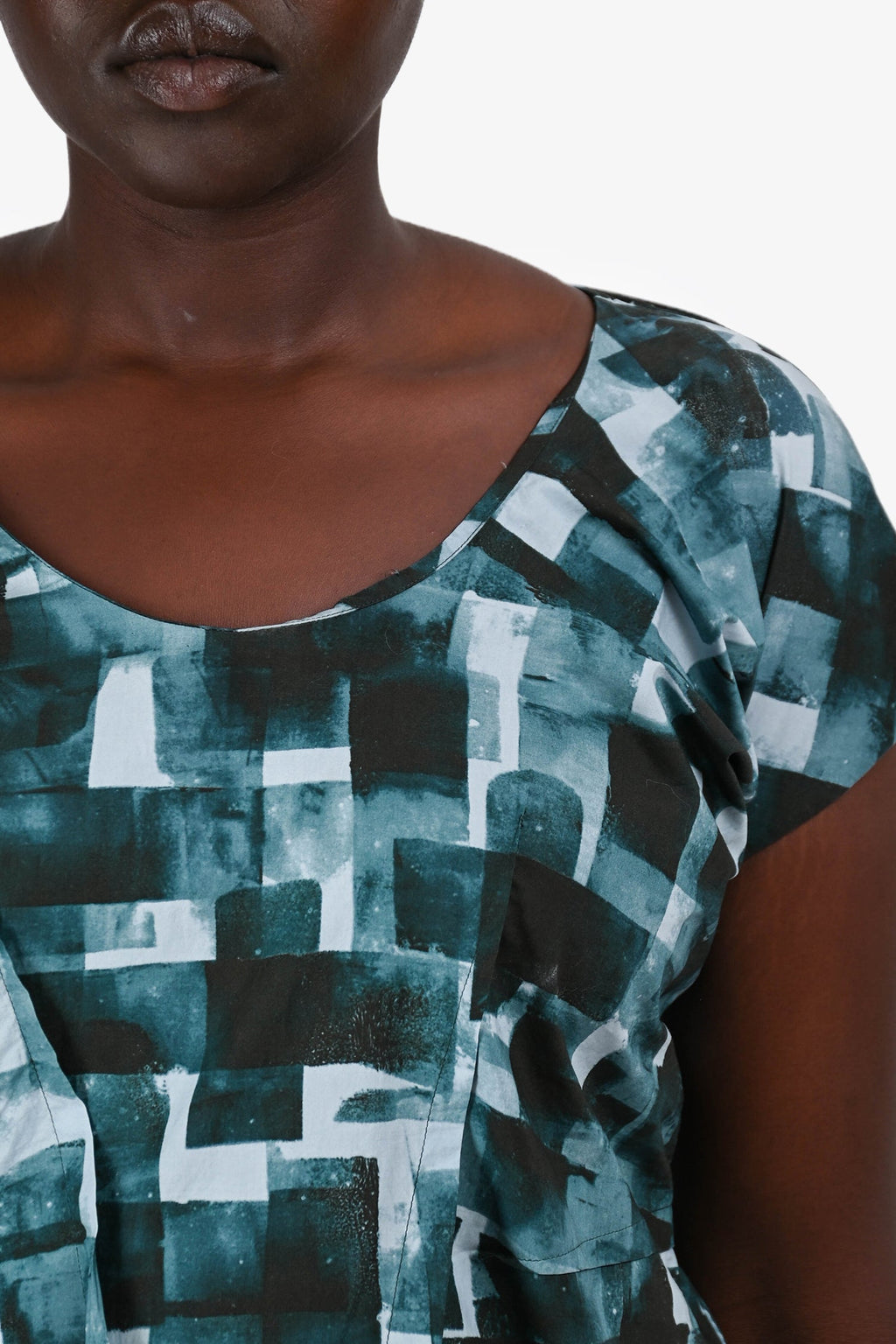 Marni Navy/Black Cotton Square Patterned Top Size 42