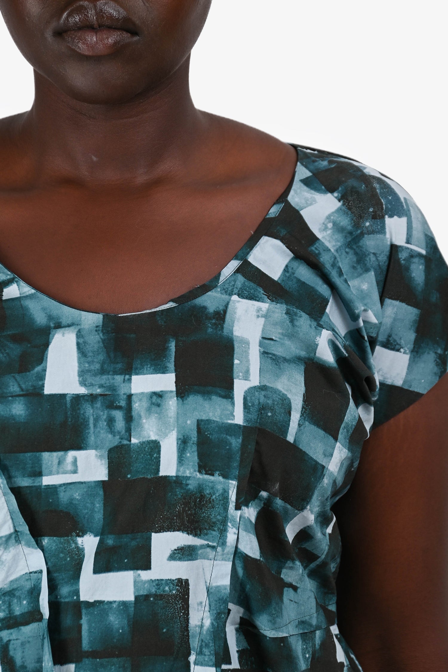 Marni Navy/Black Cotton Square Patterned Top Size 42