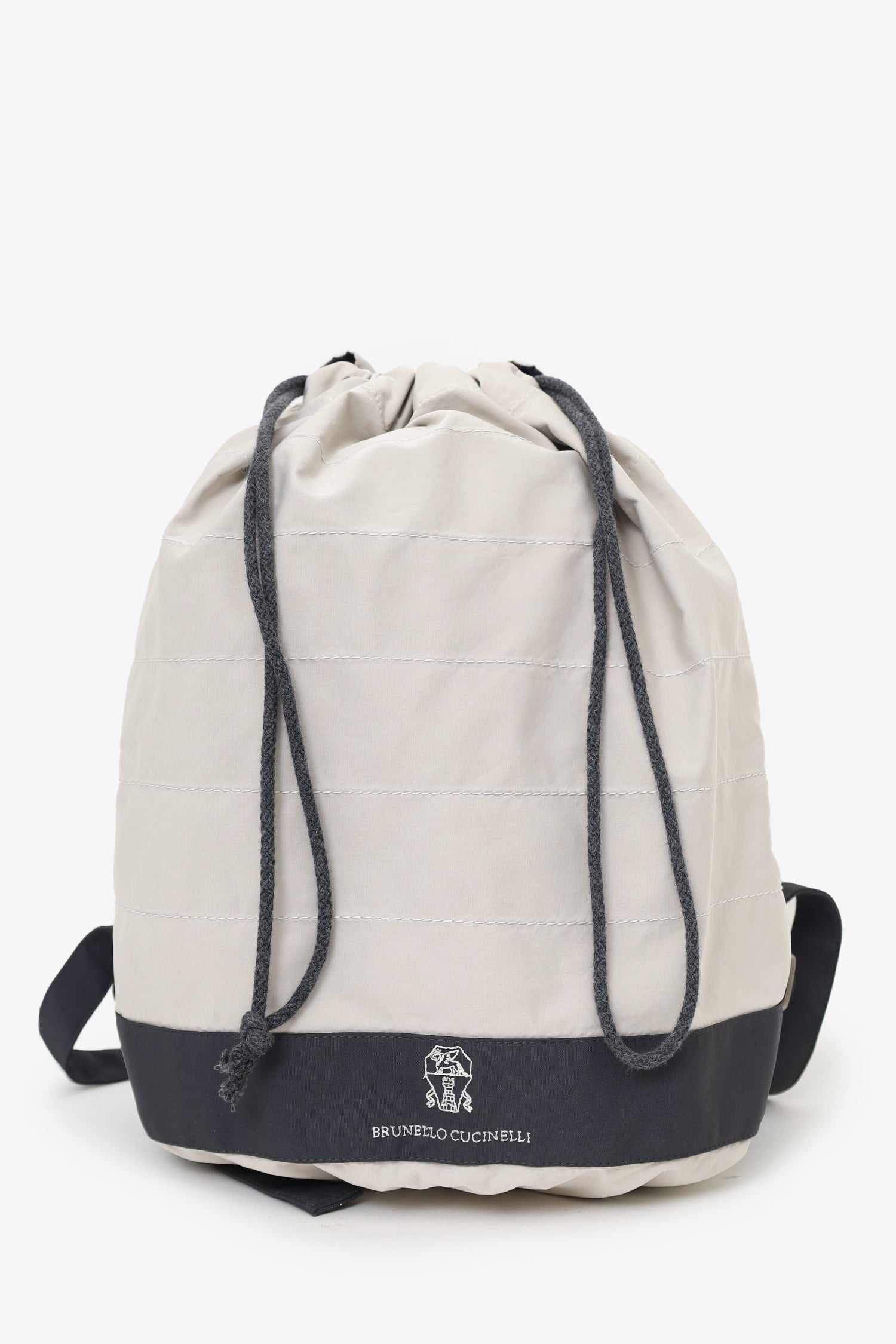 Brunello Cucinelli Grey Nylon Drawstring Backpack