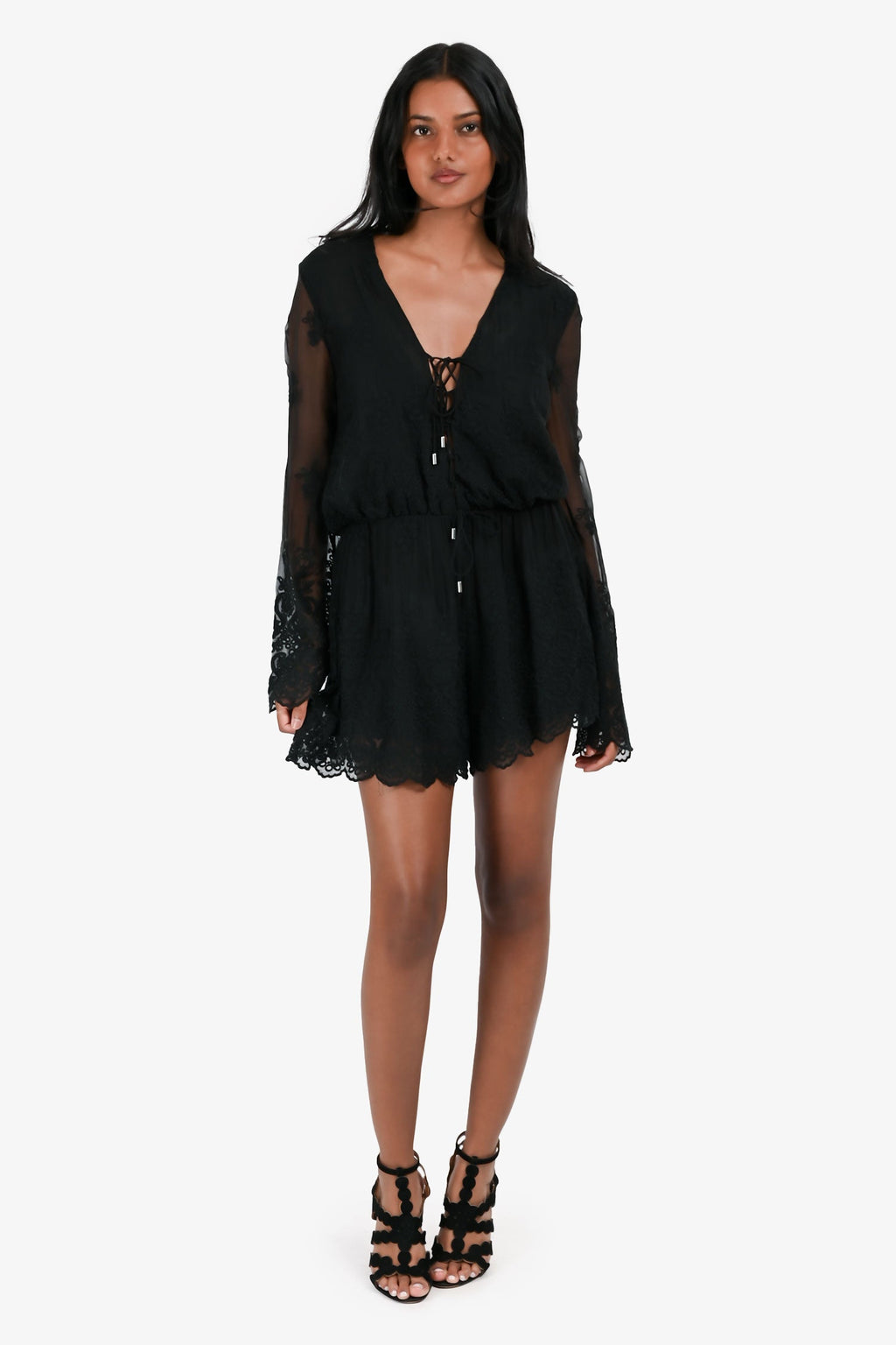Zimmermann Black Embroidered Romper Size 1