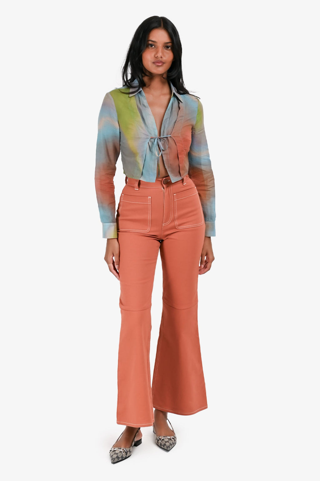 See by Chloe Orange Boot Cut Pants Size 34