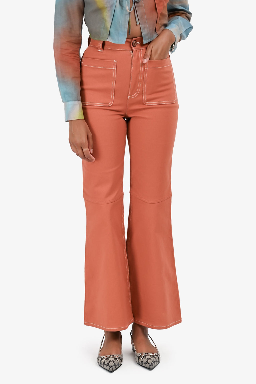 See by Chloe Orange Boot Cut Pants Size 34