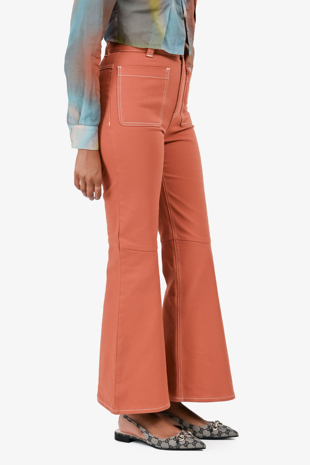 See by Chloe Orange Boot Cut Pants Size 34