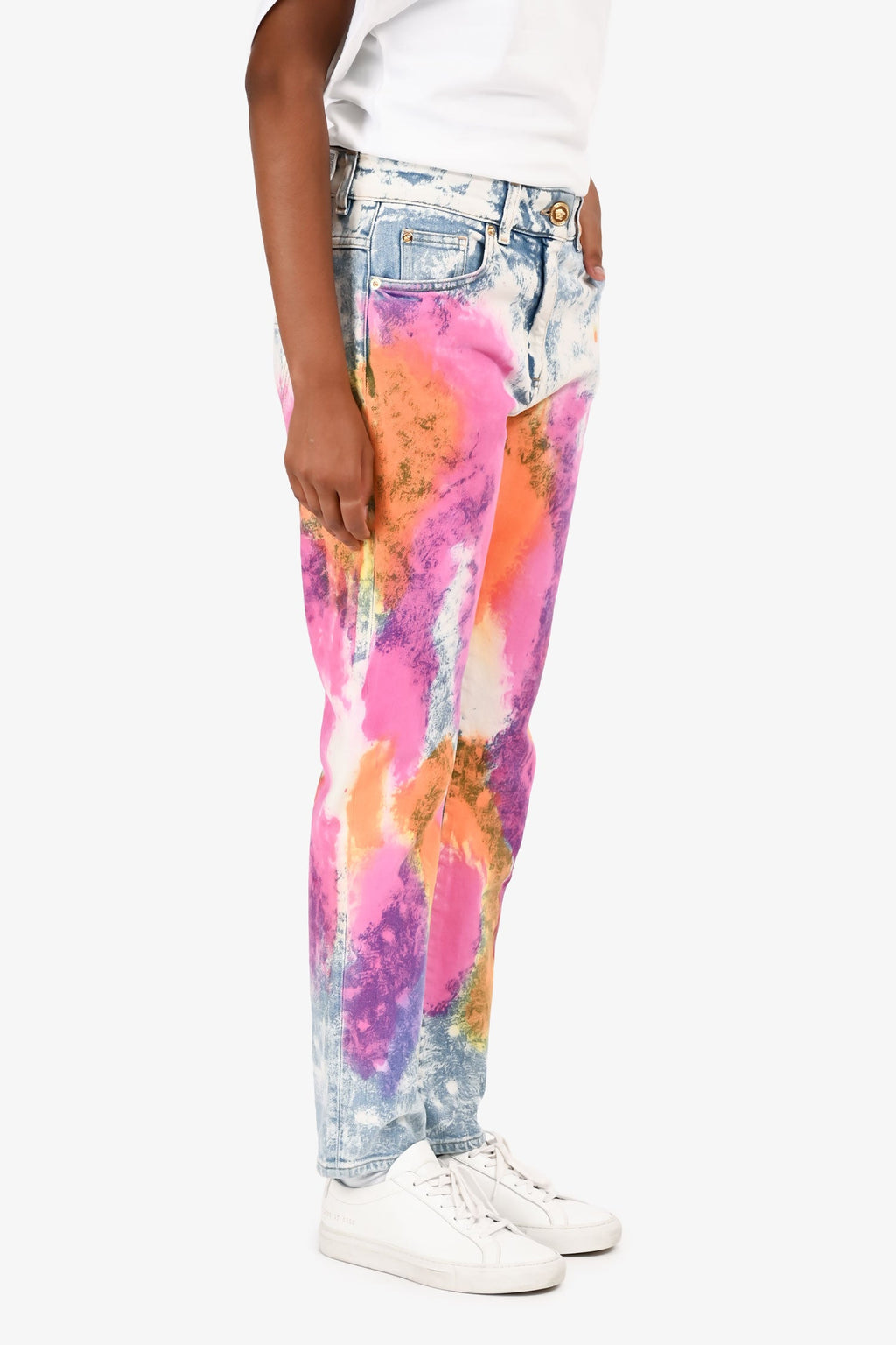 Versace Blue Mid Rise Painted Denim Jeans Size 25