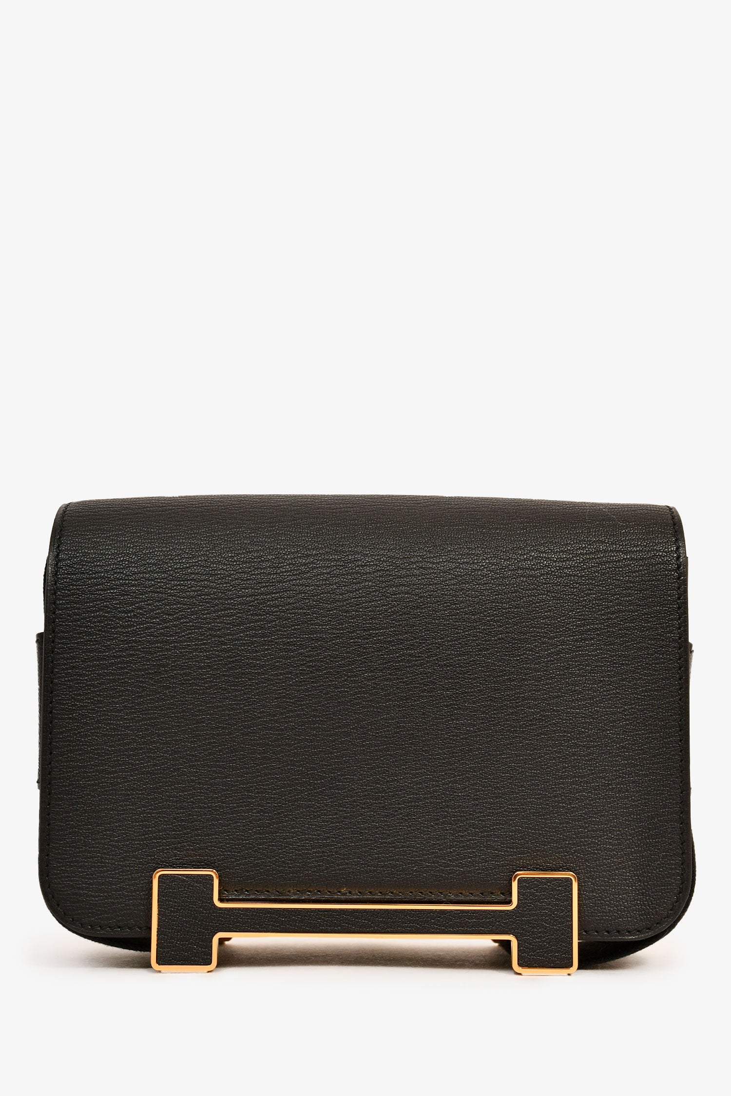 Hermès 2022 Black Chèvre Mysore Leather 'Geta' Crossbody Bag