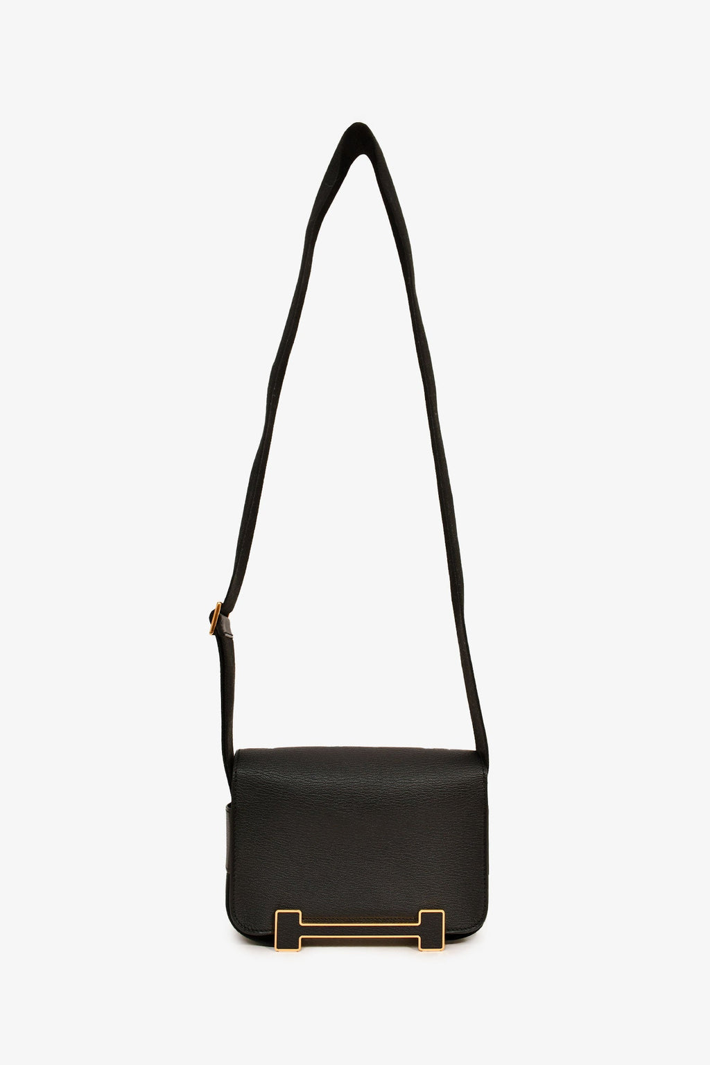 Hermès 2022 Black Chèvre Mysore Leather 'Geta' Crossbody Bag