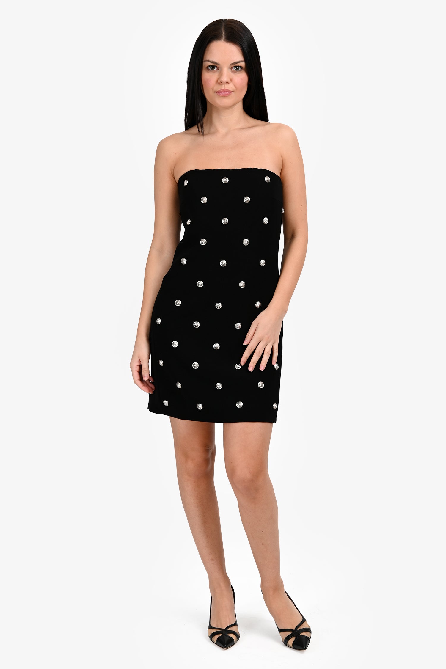 Versus by: Versace Black Silver Studded Mini Dress Size 42