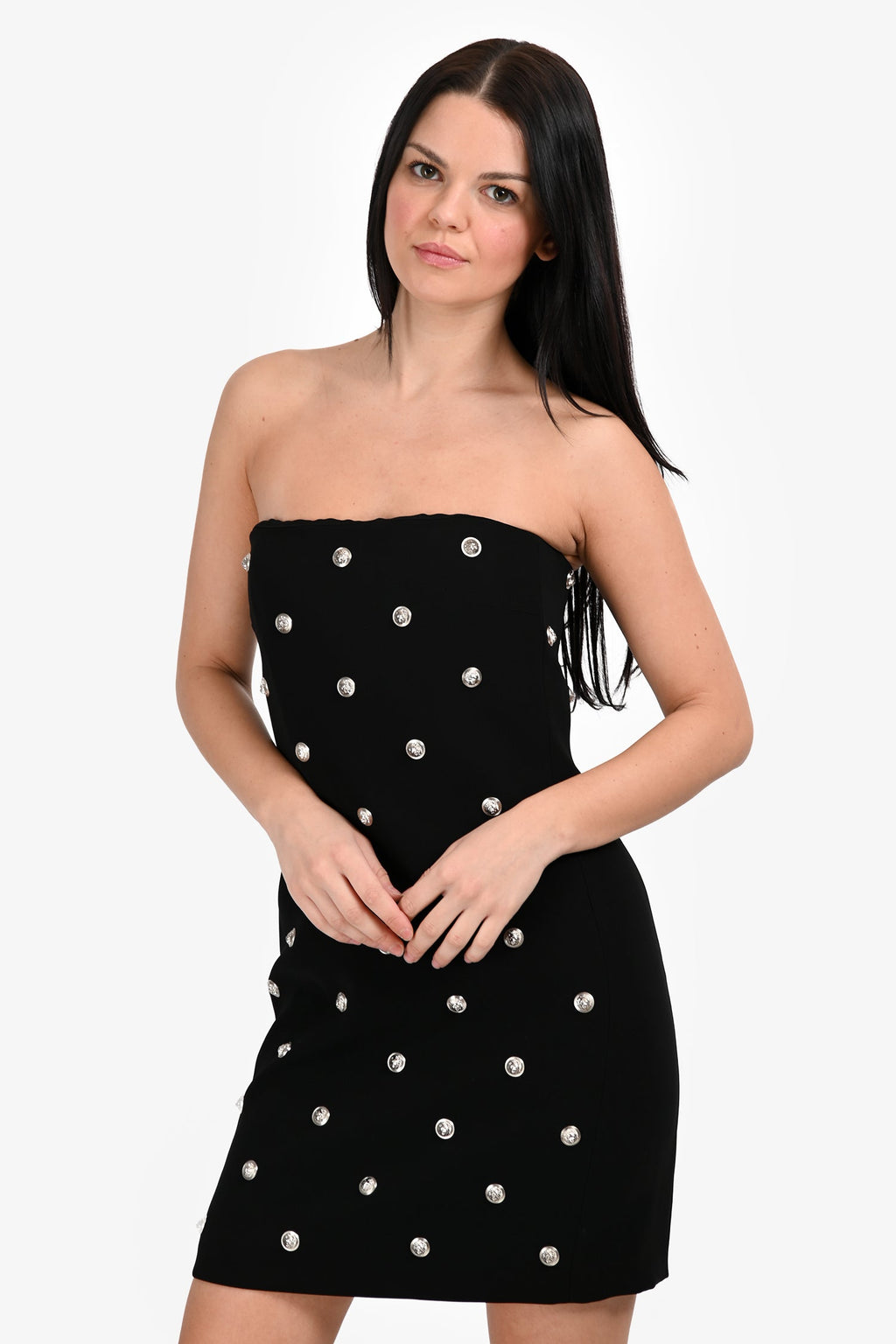Versus by: Versace Black Silver Studded Mini Dress Size 42