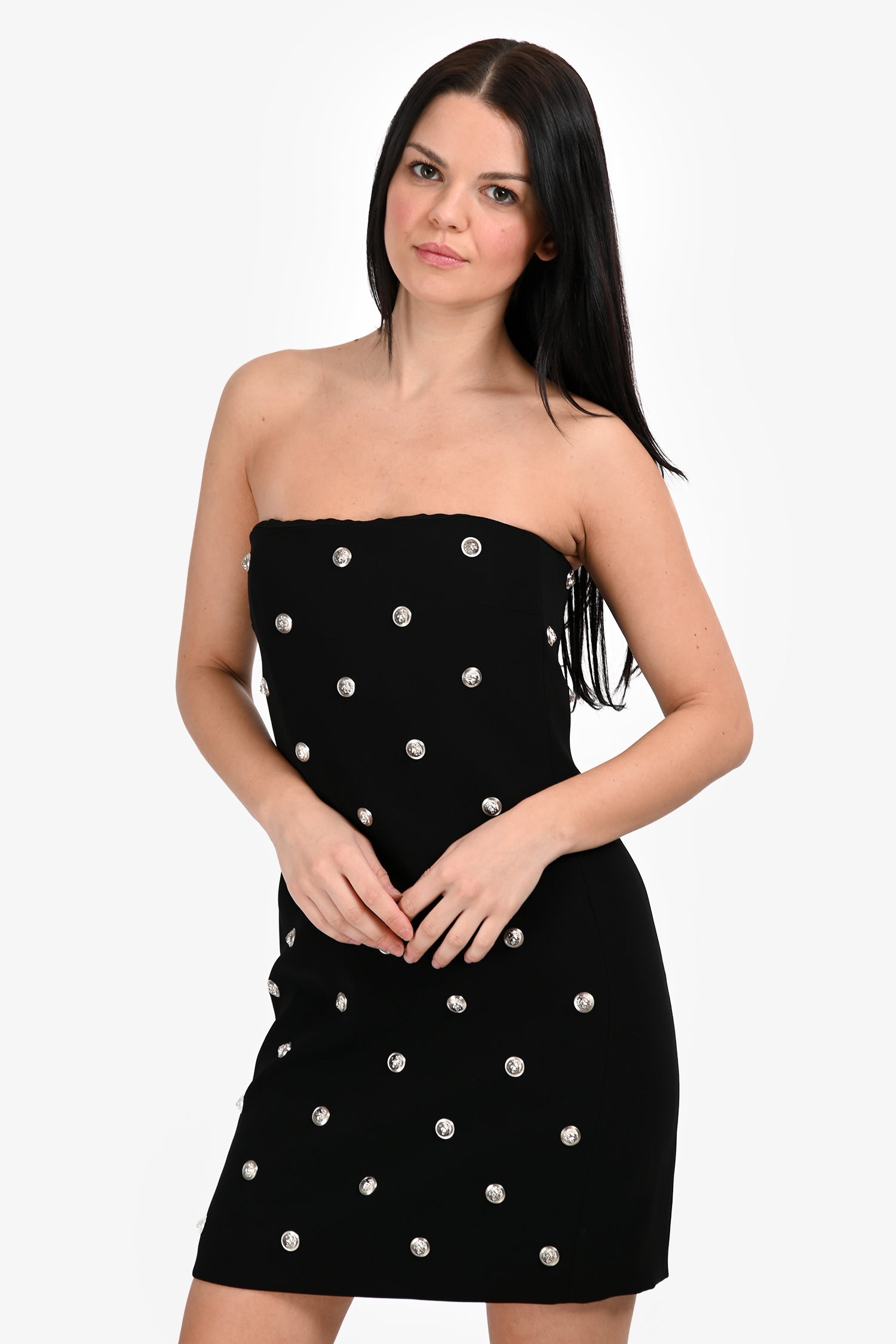 Versus by: Versace Black Silver Studded Mini Dress Size 42