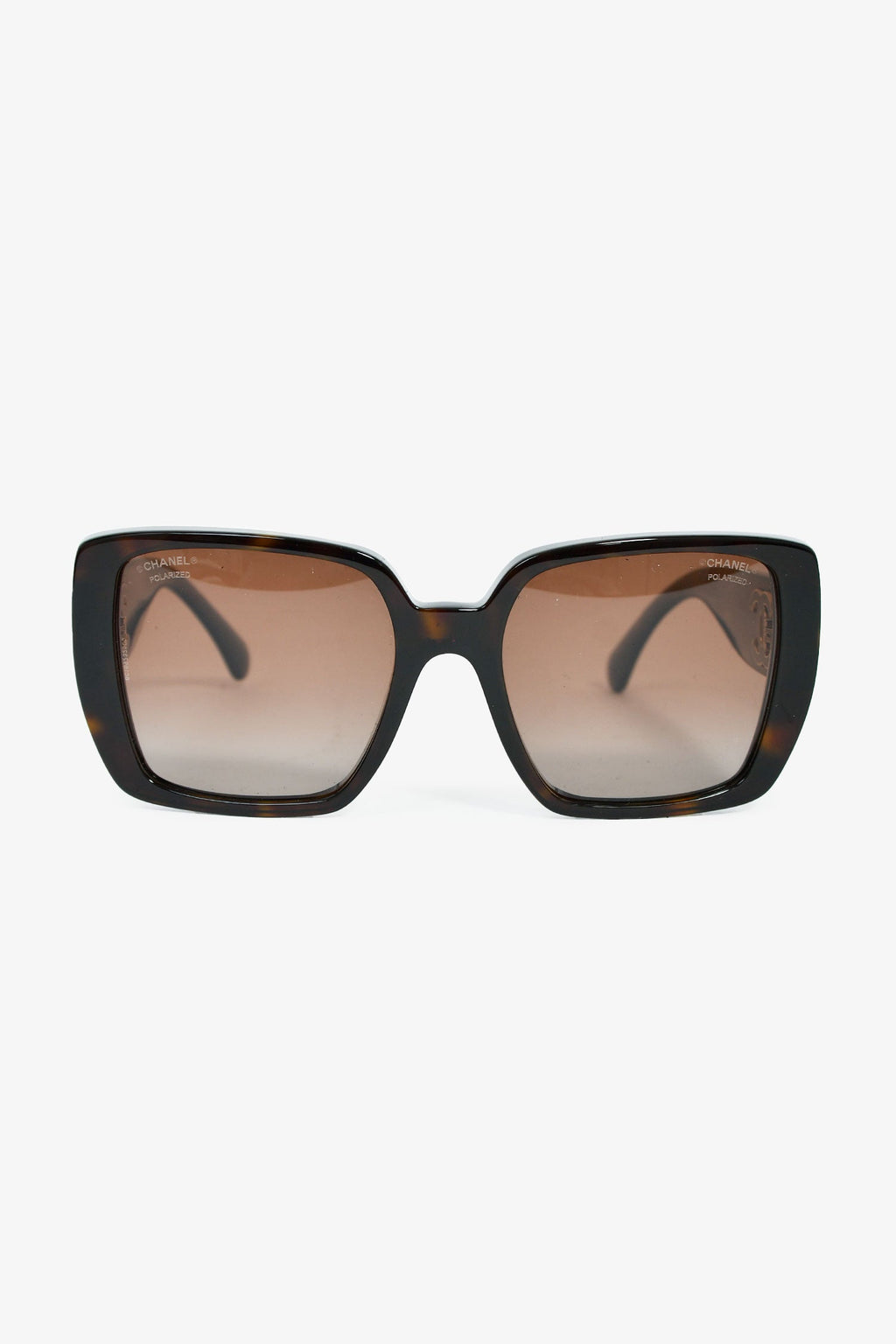 Pre-Loved Chanel™ Dark Tortoise Square CC Sunglasses