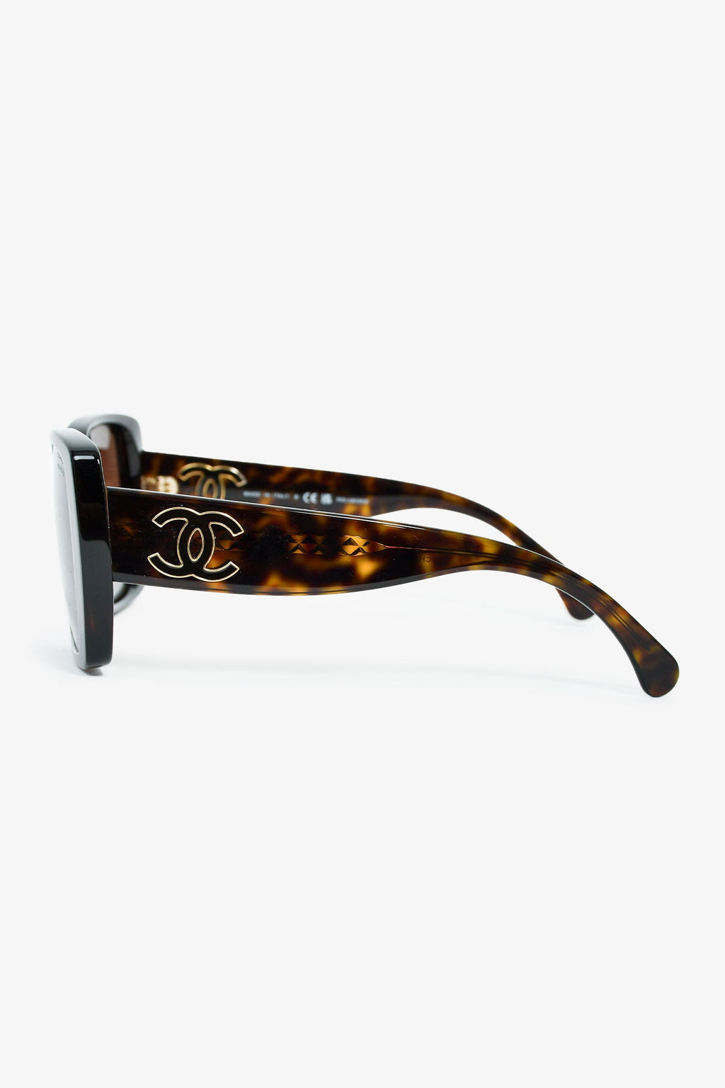 Pre-Loved Chanel™ Dark Tortoise Square CC Sunglasses