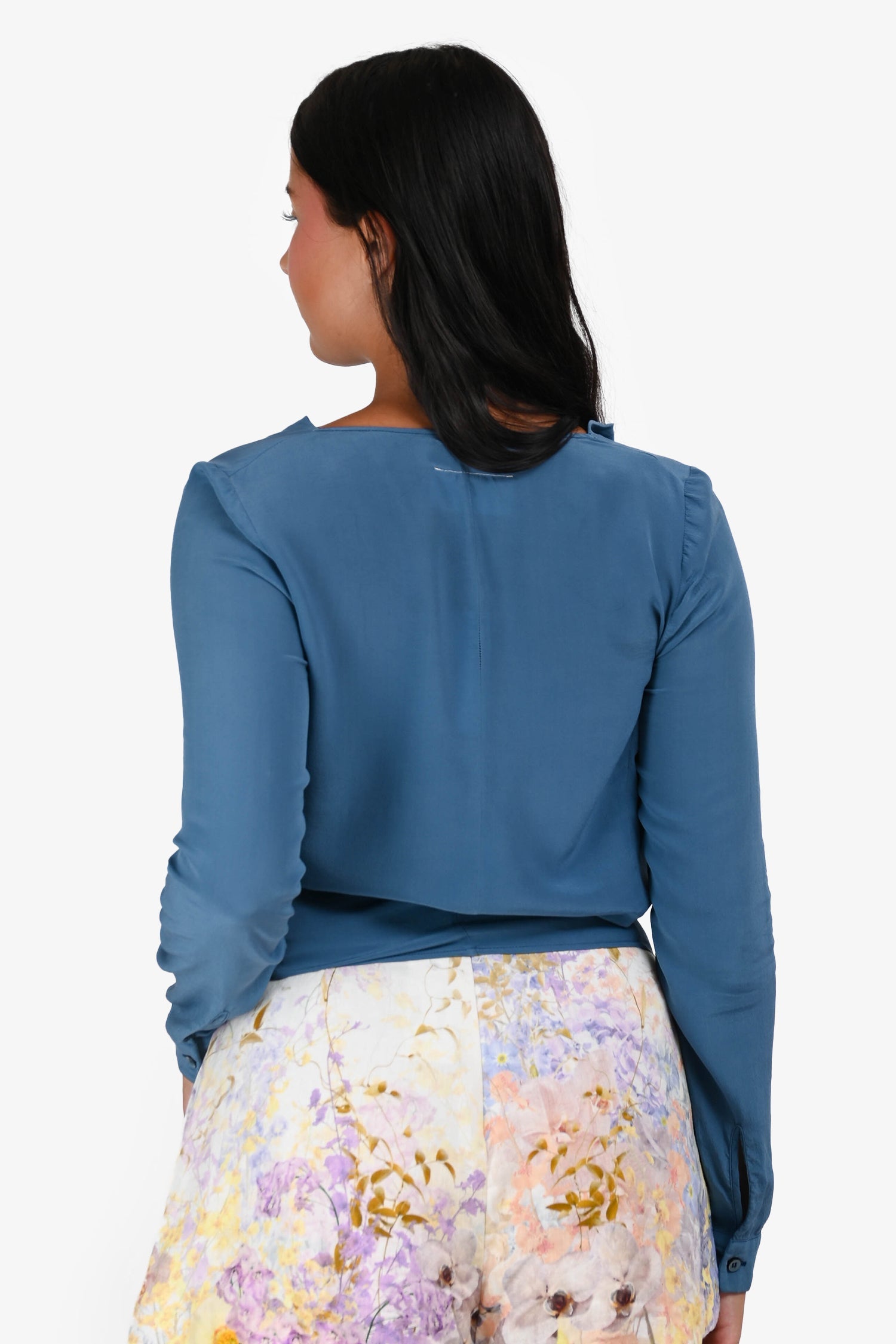 MM6 Maison Margiela Blue Cowl Neck Silk Top Size 36