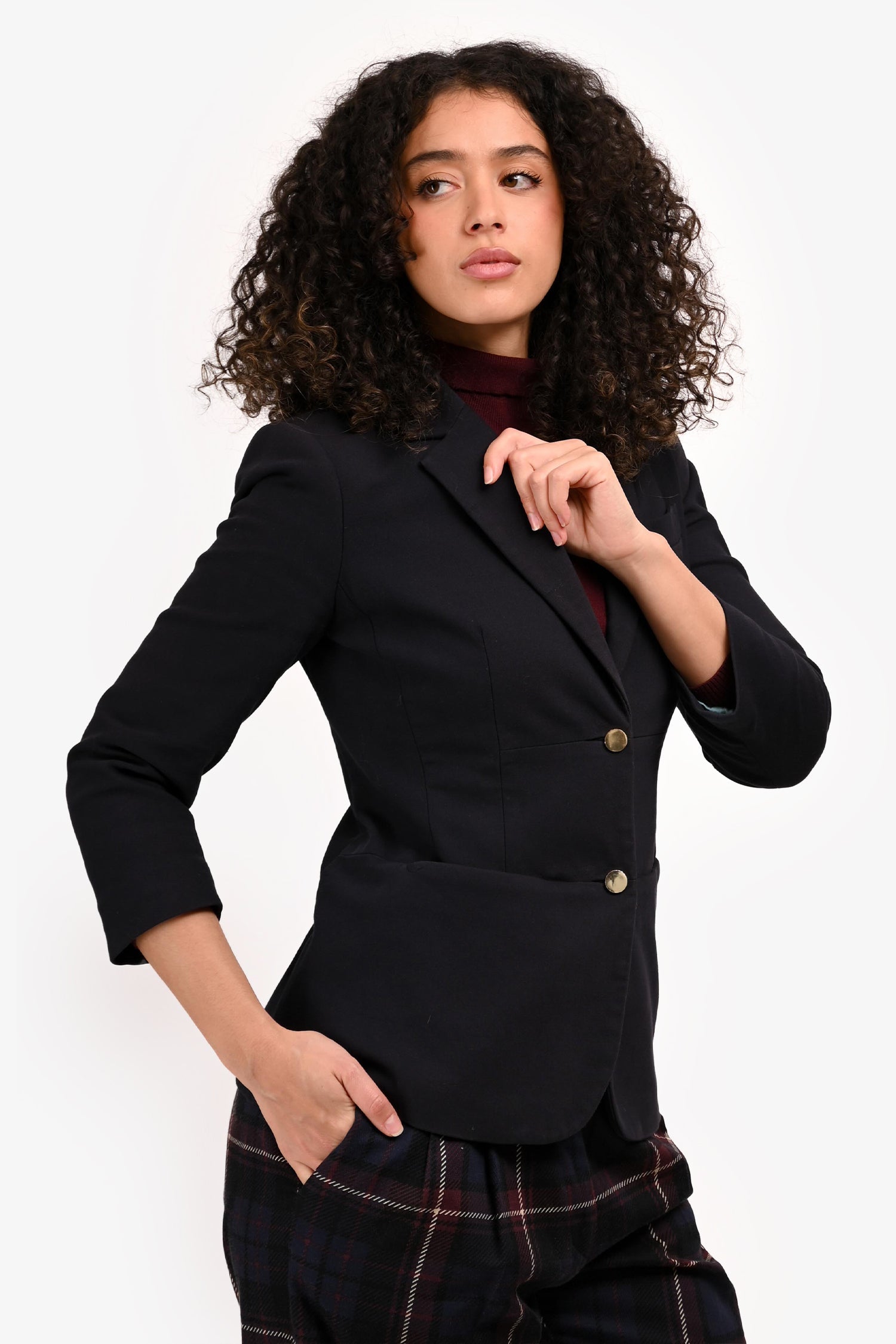 The Row Navy 3/4 Sleeve Single Breasted Blazer Size 2