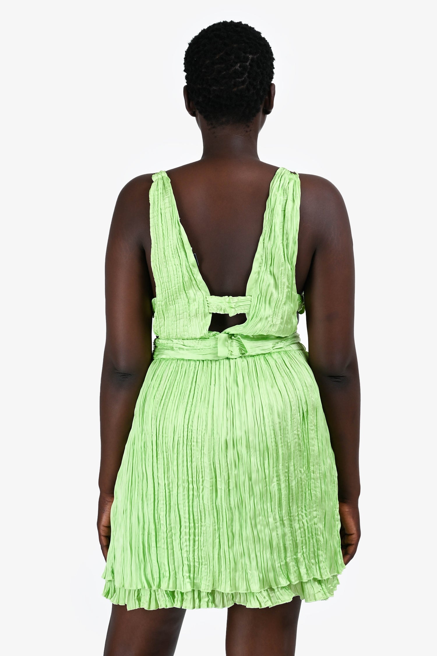 Maje Green Pleated Cutout MIni Dress Size 42