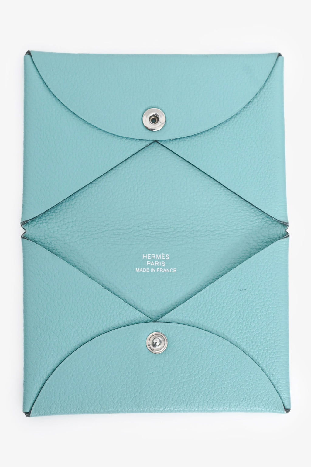 Hermès 2019 Blue Leather Calvi Duo Compact  Holder