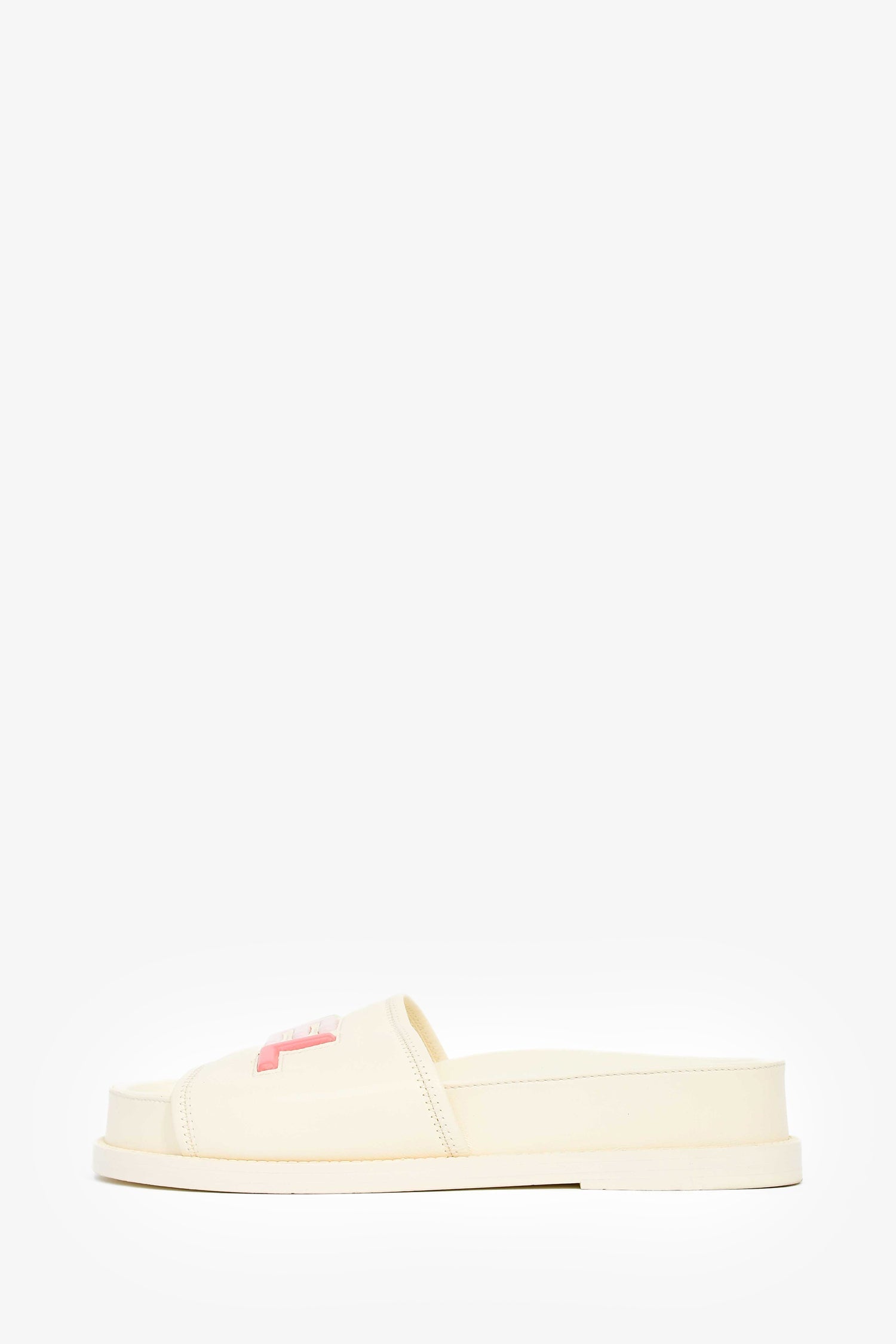 Pre-Loved Chanel™ 2022 Cream Leather Pastel 'CHANEL' Slides Size 38