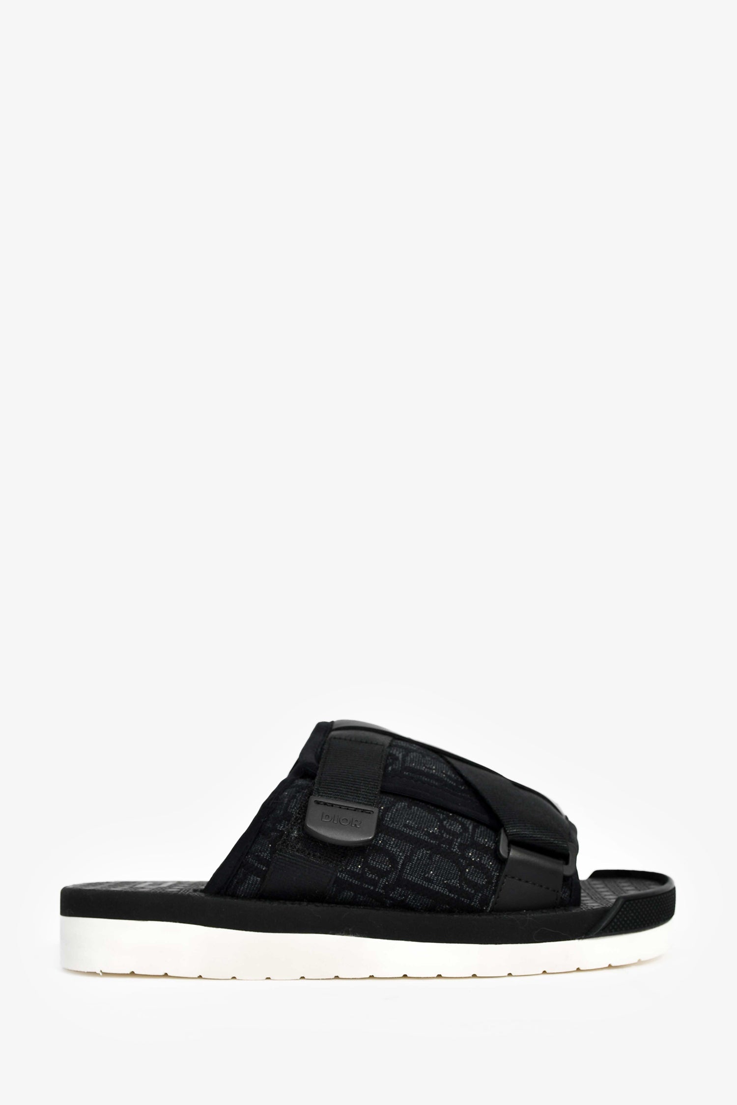 Christian Dior Black Oblique Jacquard 'Alpha' Sandals Size 38