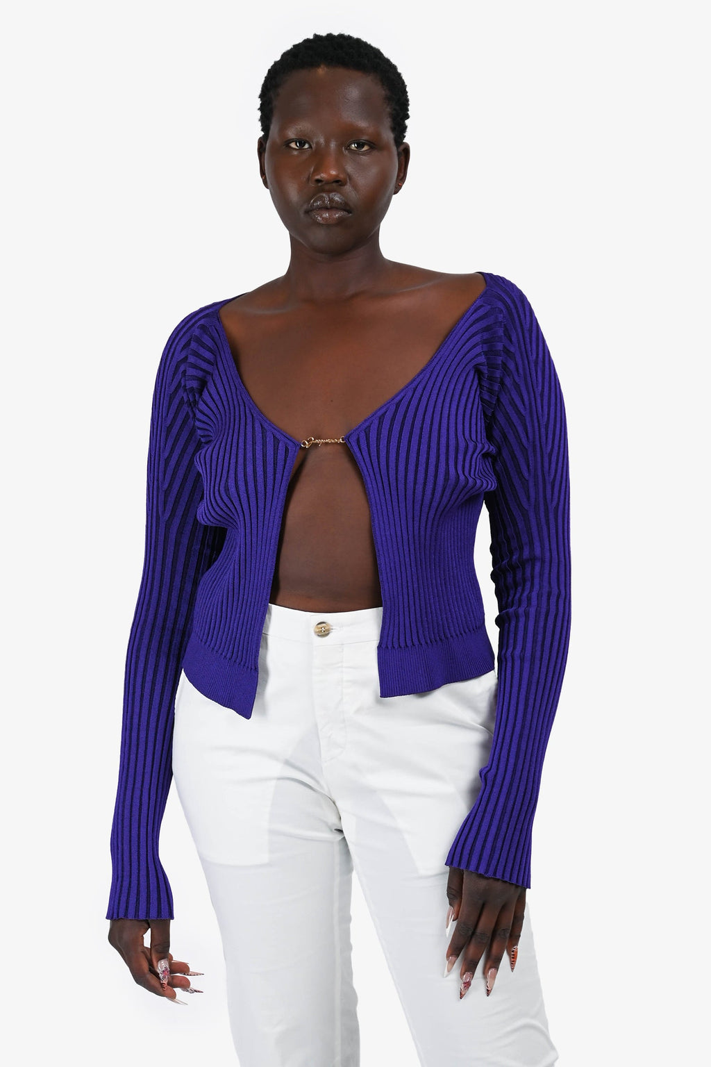 Jacquemus Purple Ribbed Knit Ribbed 'La Maille Pralù' igan Size 38