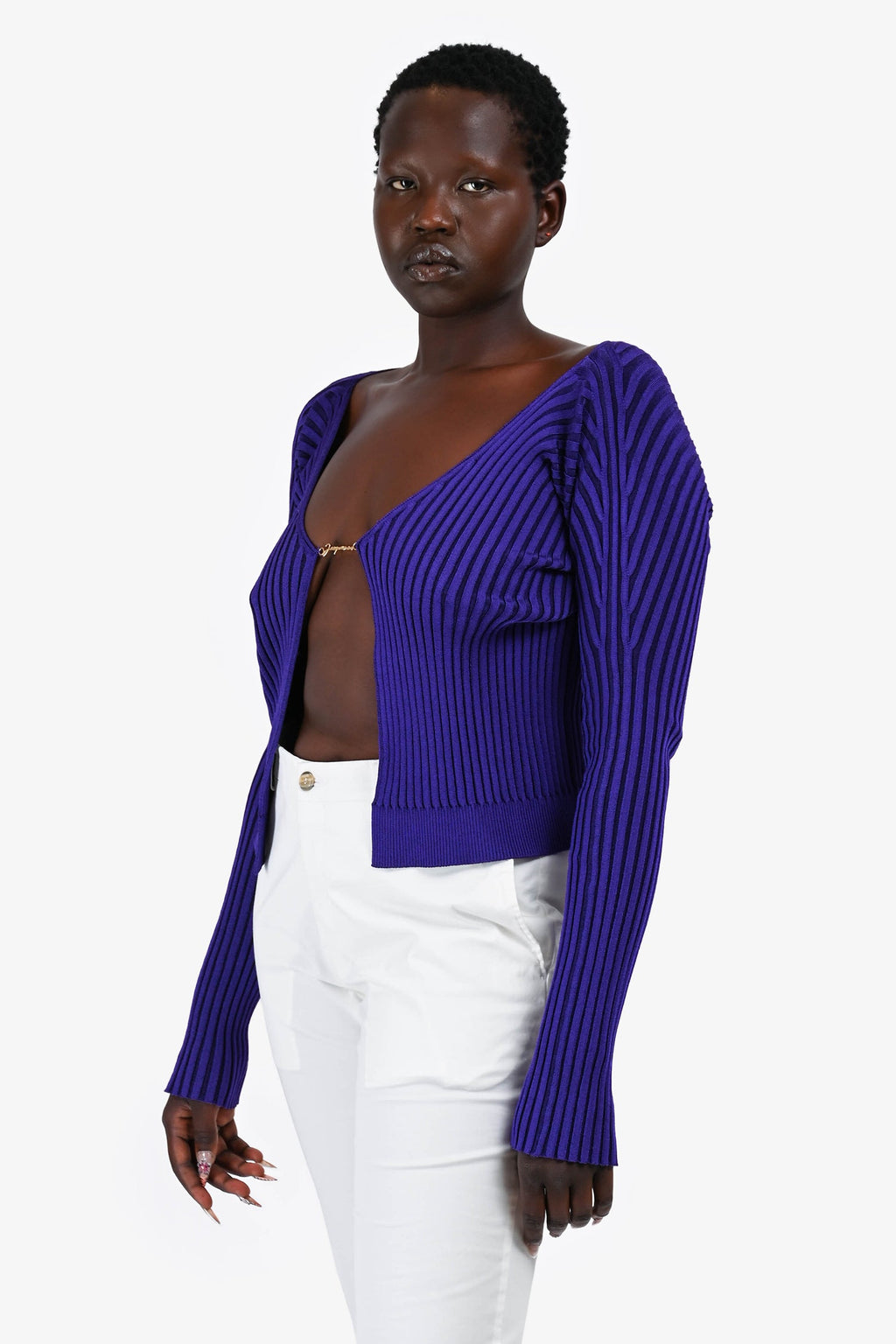 Jacquemus Purple Ribbed Knit Ribbed 'La Maille Pralù' igan Size 38