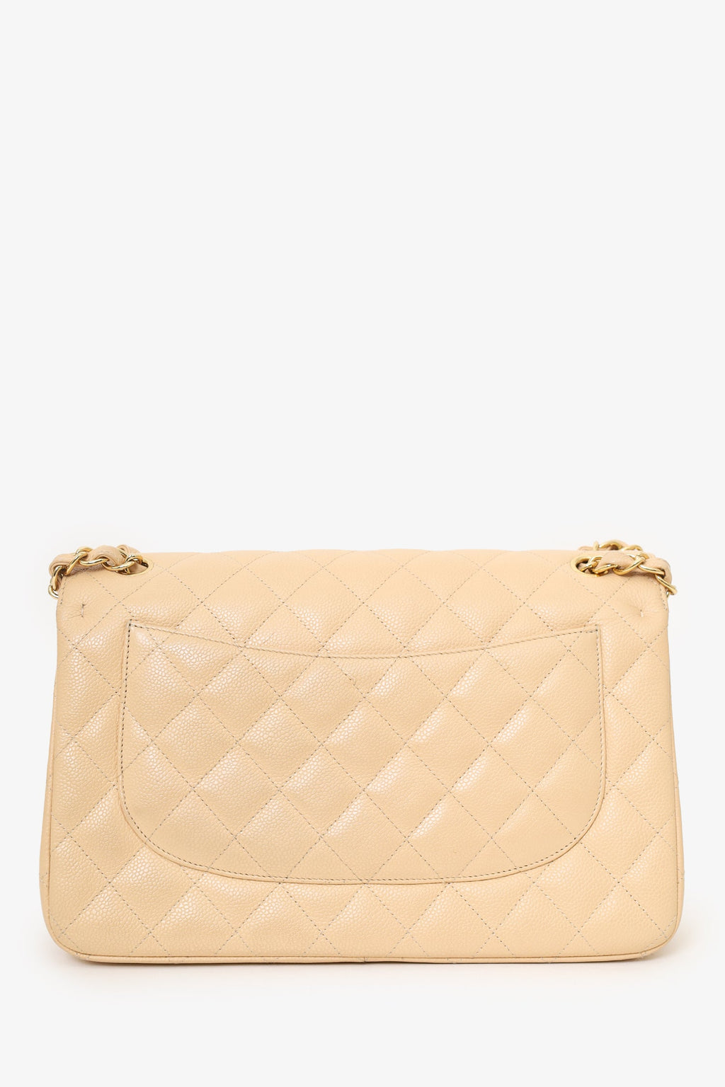 Pre-Loved Chanel™ 2010-11 Beige Caviar Leather Jumbo Classic Double Flap Bag